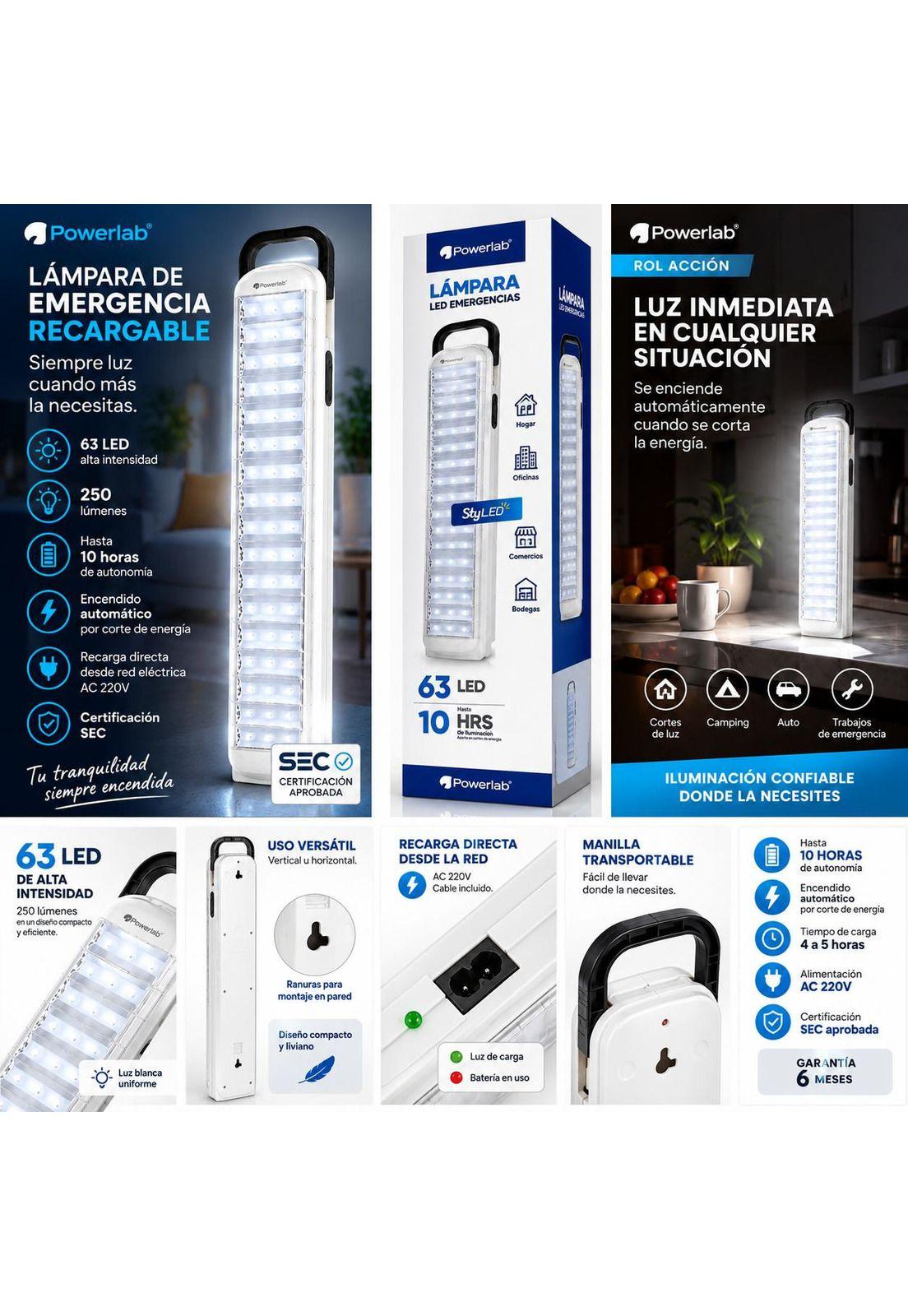 Lampara de Emergencia Recargable de 63 LED 10Hr de Autonomía-9