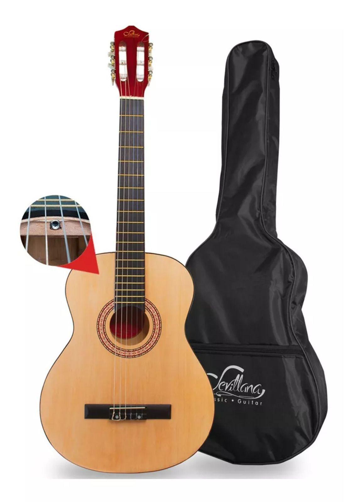 Guitarra Clásica Sevillana 39” Natural con Alma + Funda 8446-2