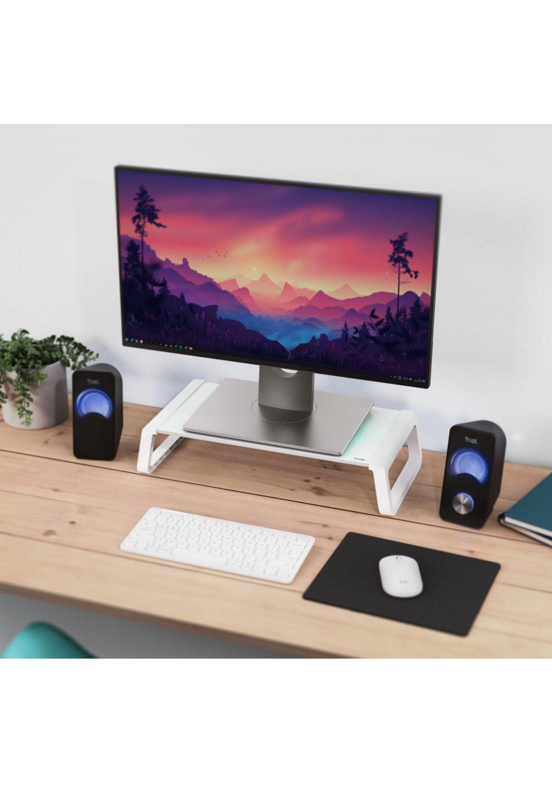 Soporte de Monitor Trust Monta Premium Tempered GLASS White-3