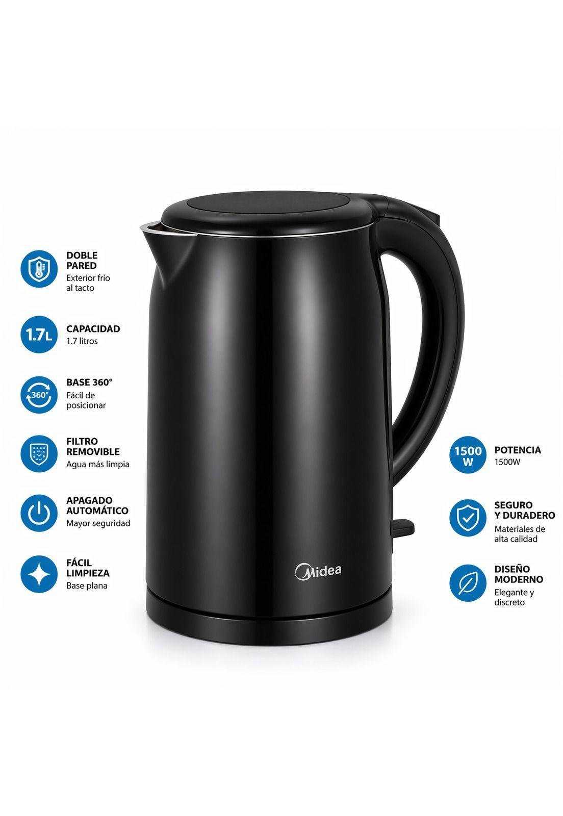 Hervidor de Doble Pared Midea 1.7LT con Base Giratoria 360°-4
