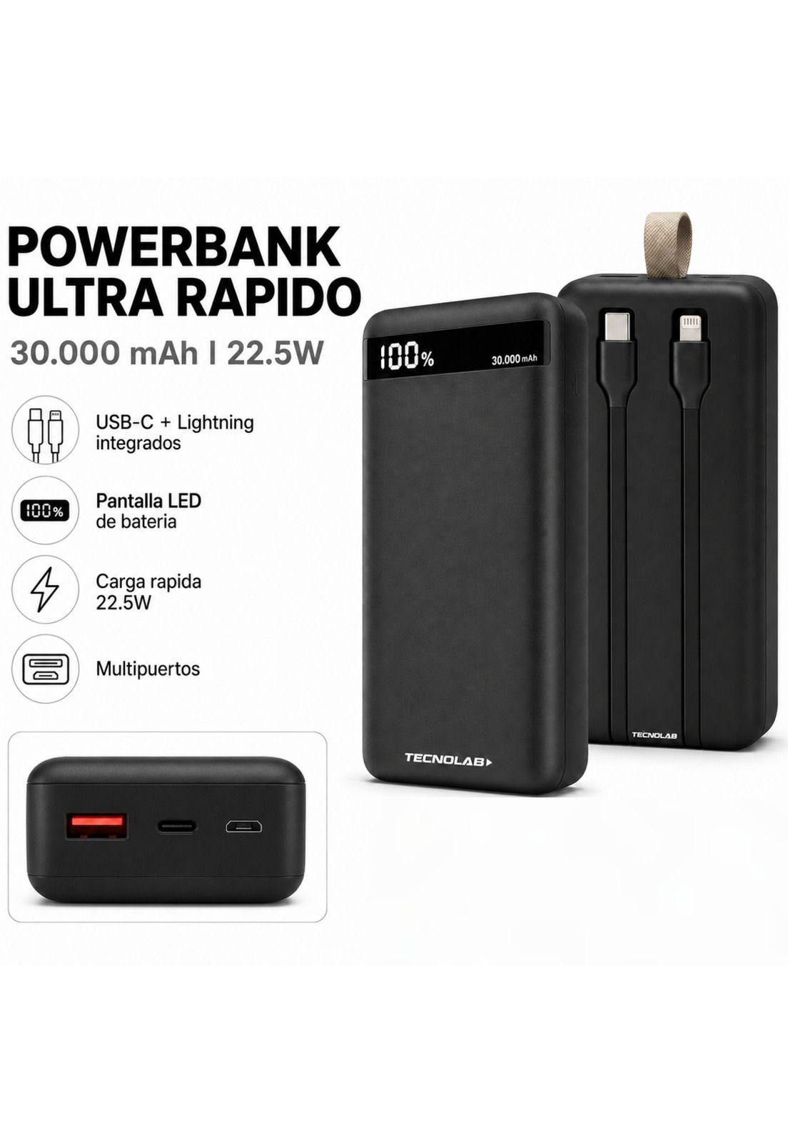 Powerbank Ultra Rápido de 30.000 MAH Multipuertos Black-6