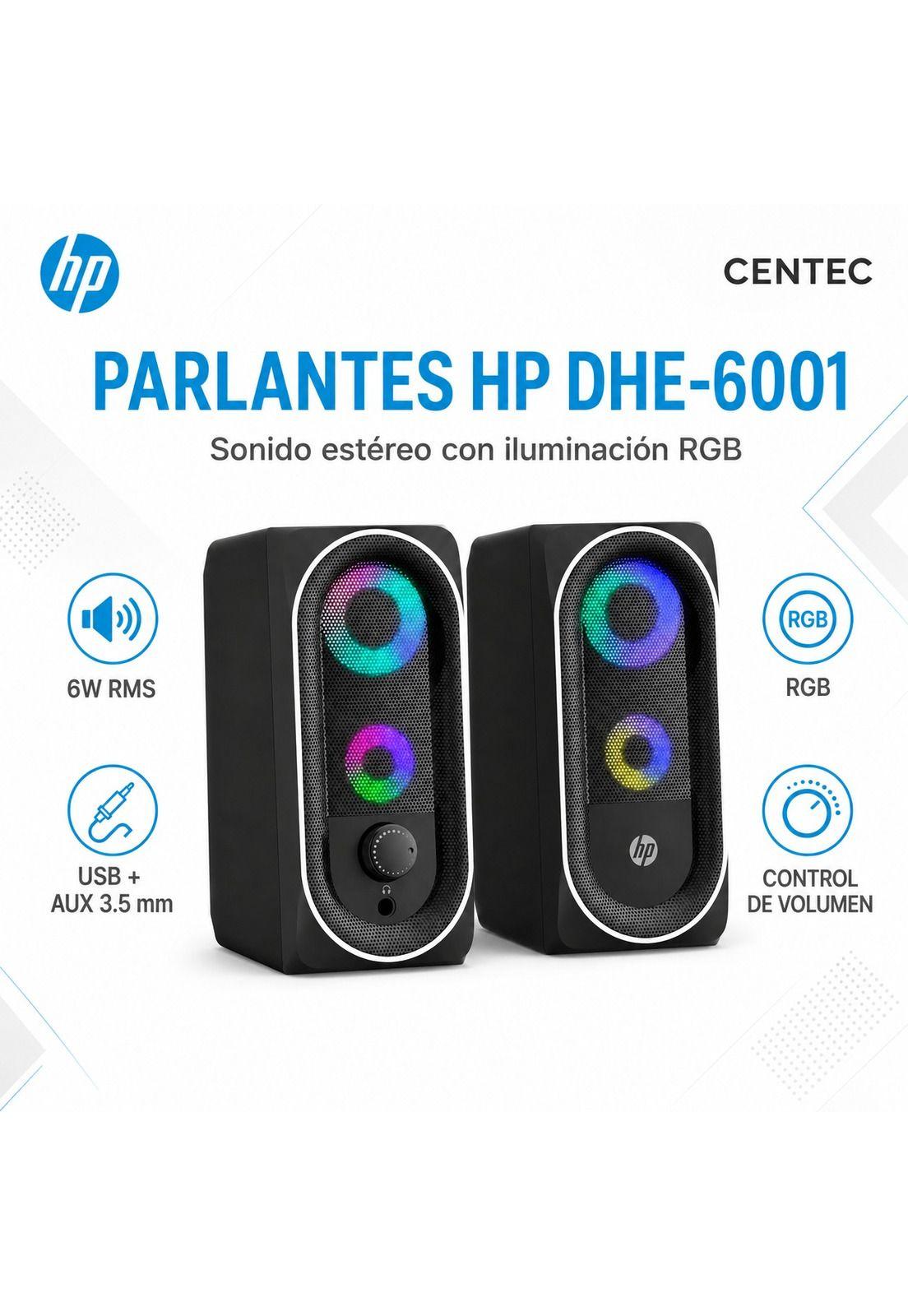 Parlante USB HP de 6W Estéreo con Iluminación Rgb DHE-6001-5
