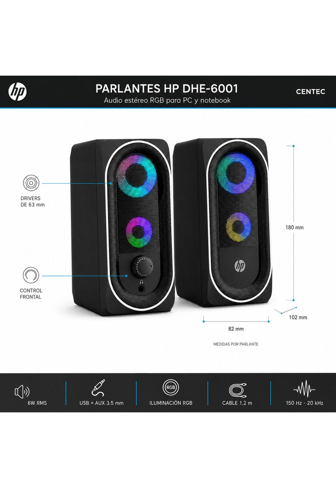Parlante USB HP de 6W Estéreo con Iluminación Rgb DHE-6001-6
