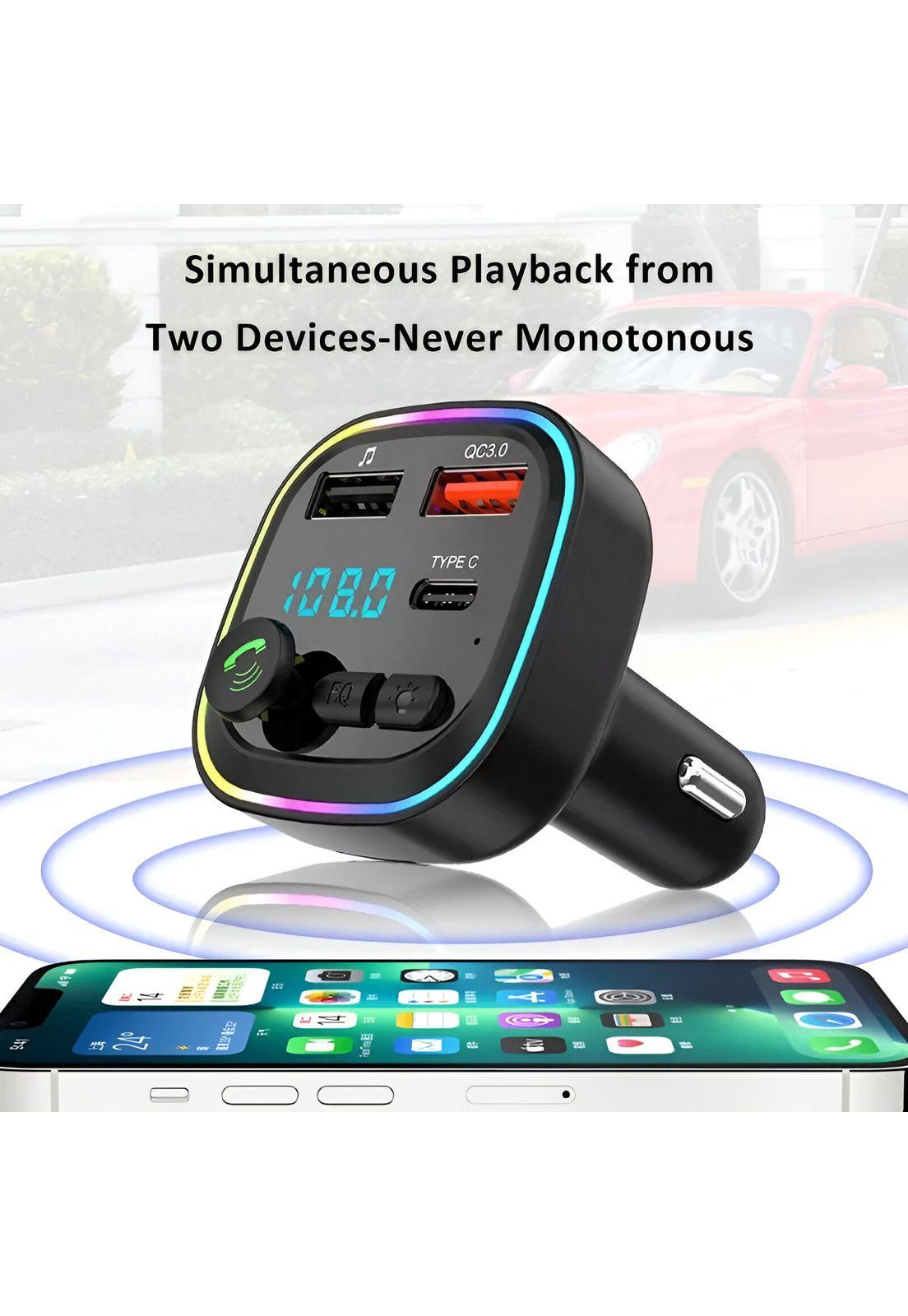 Transmisor FM Bluetooth + Puerto Quick Charge 20W 12/24V RGB-2