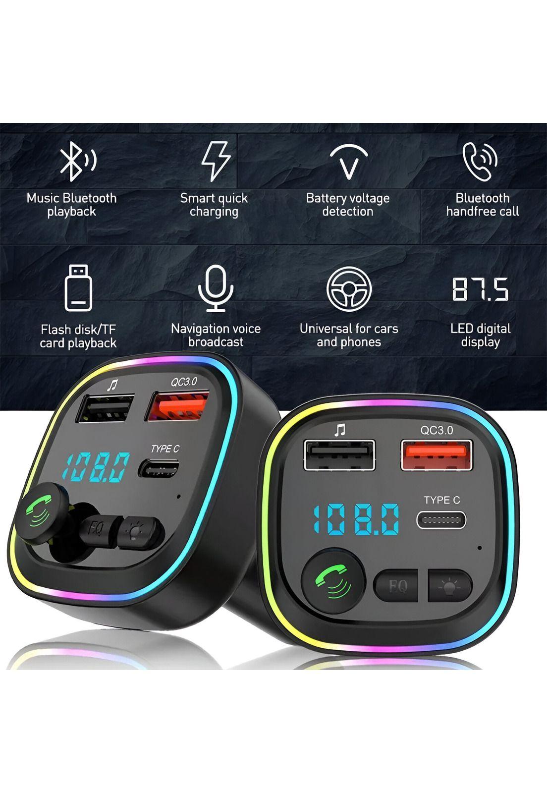 Transmisor FM Bluetooth + Puerto Quick Charge 20W 12/24V RGB-6