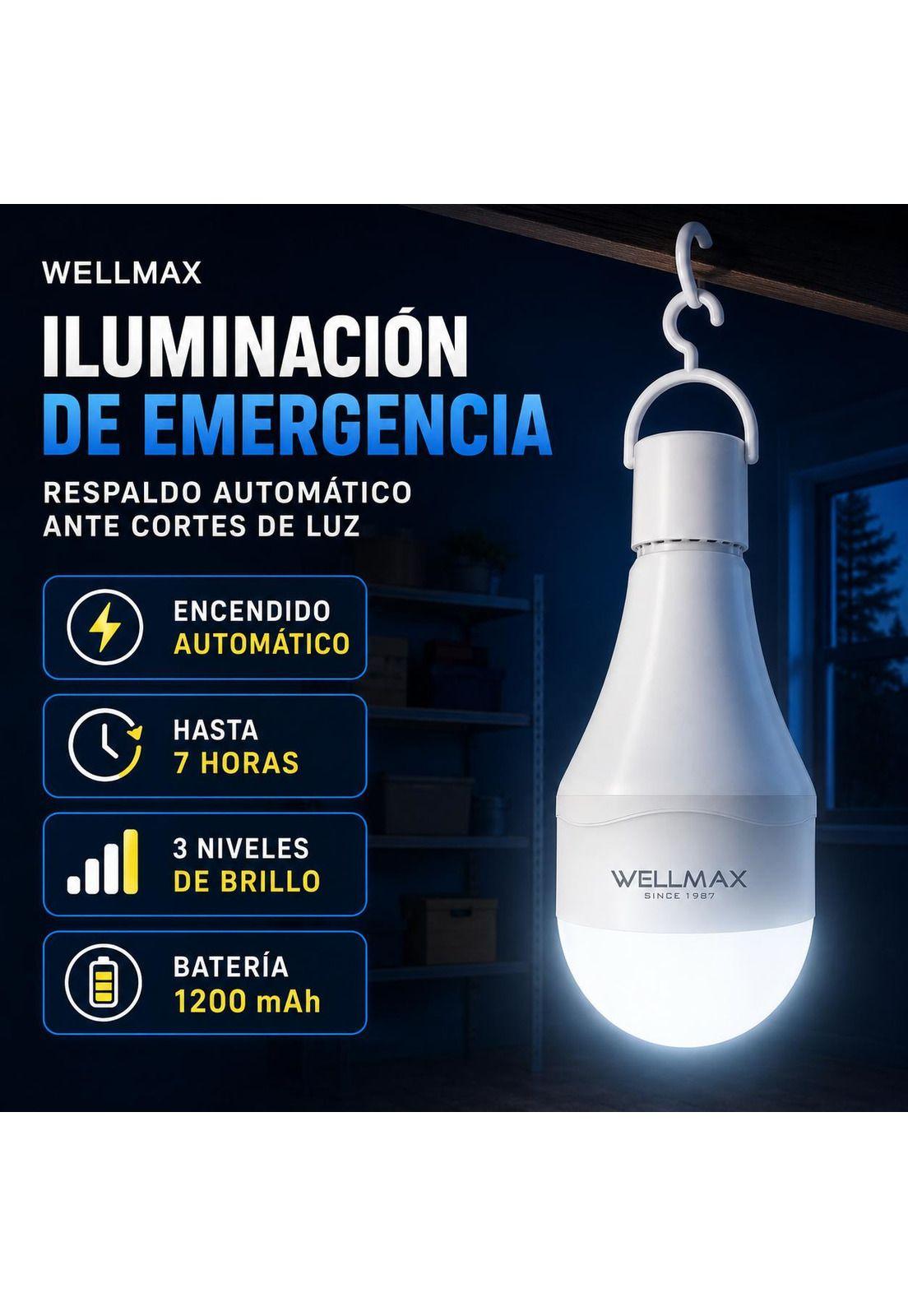 Ampolleta LED Recargable de Emergencia Wellmax Super Nova 9W-5