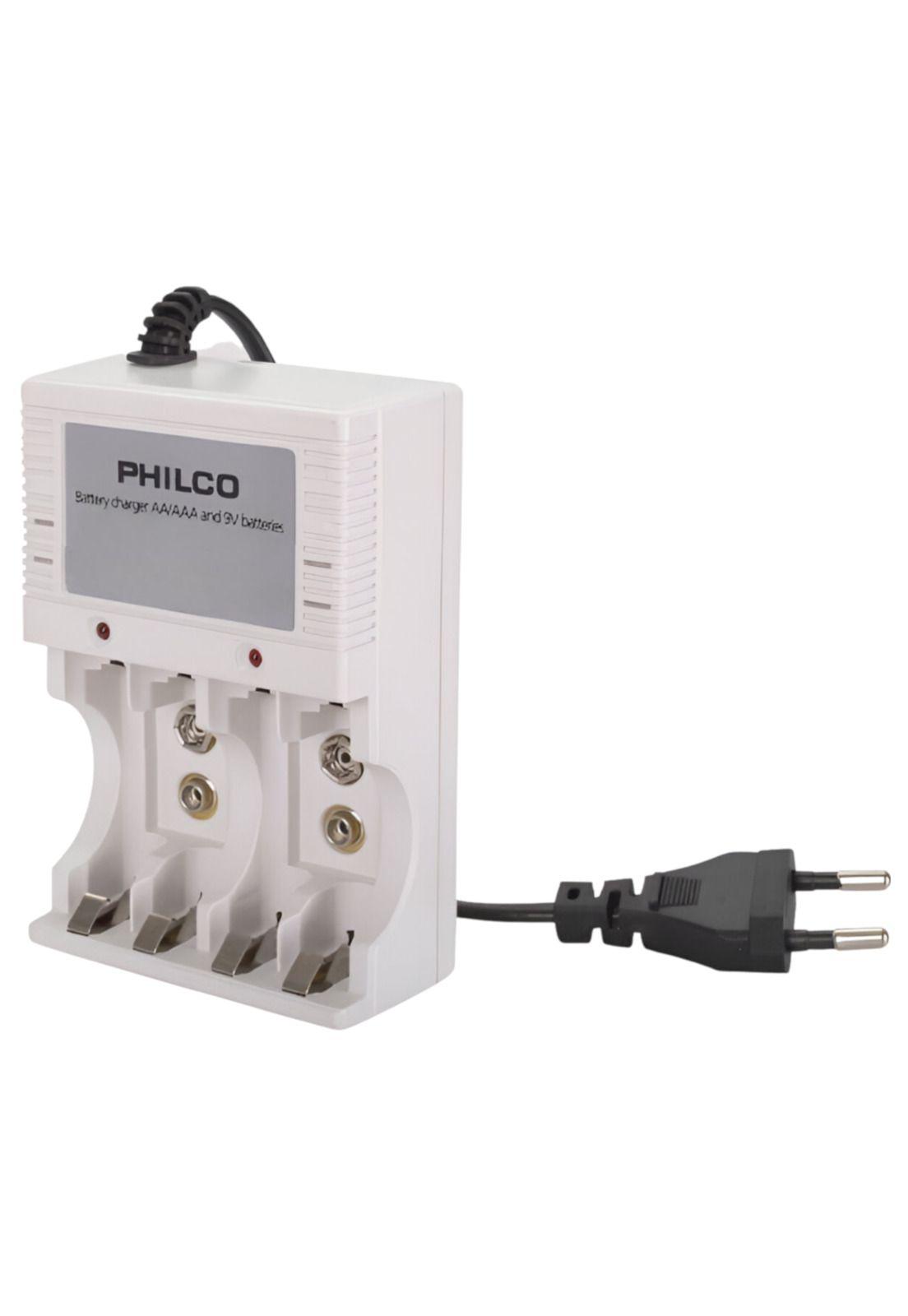 Cargador De Pilas + 4 Pilas AA 2700 mAh Pre Cargadas Philco-1