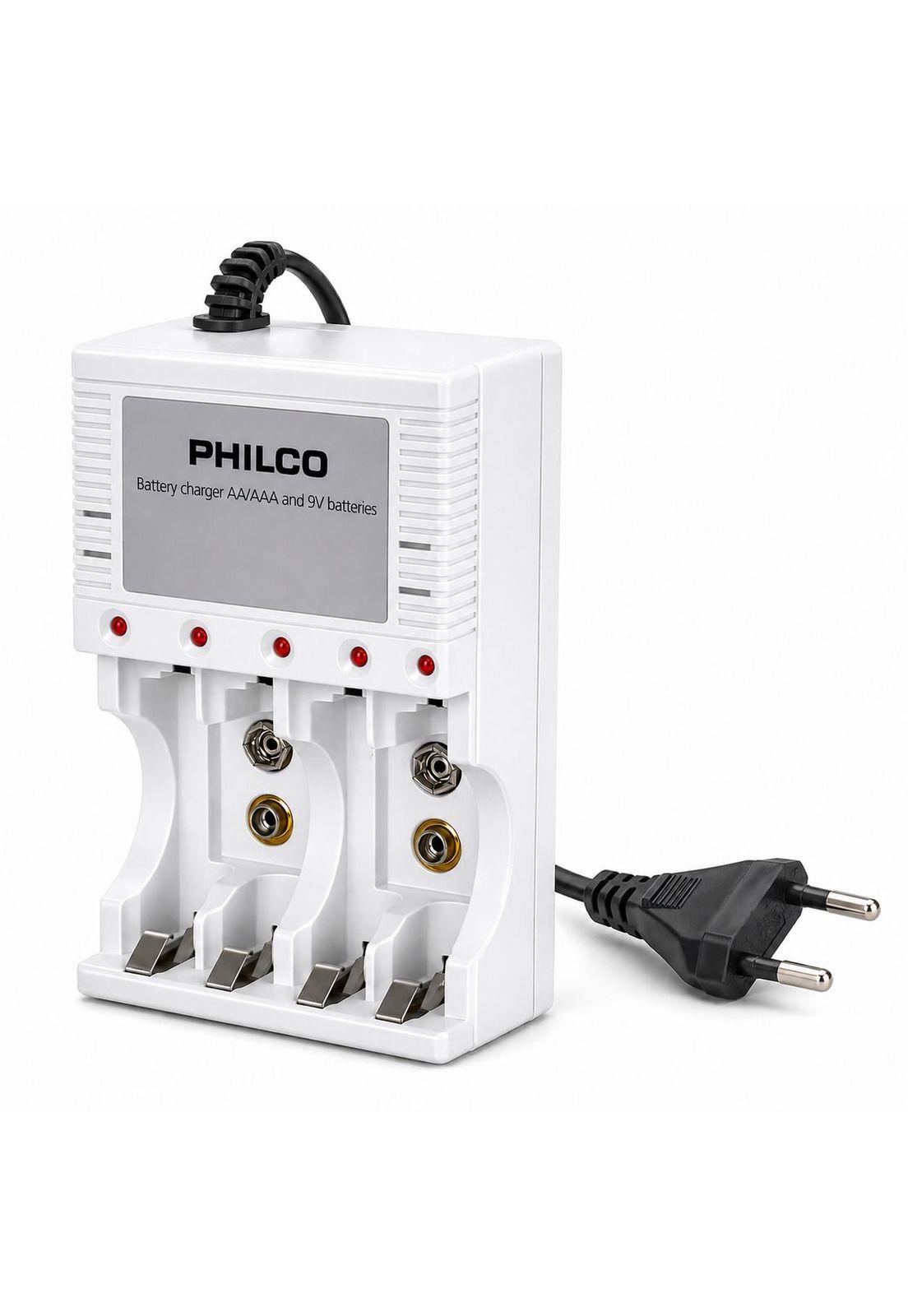 Cargador De Pilas + 4 Pilas AA 2700 mAh Pre Cargadas Philco-2