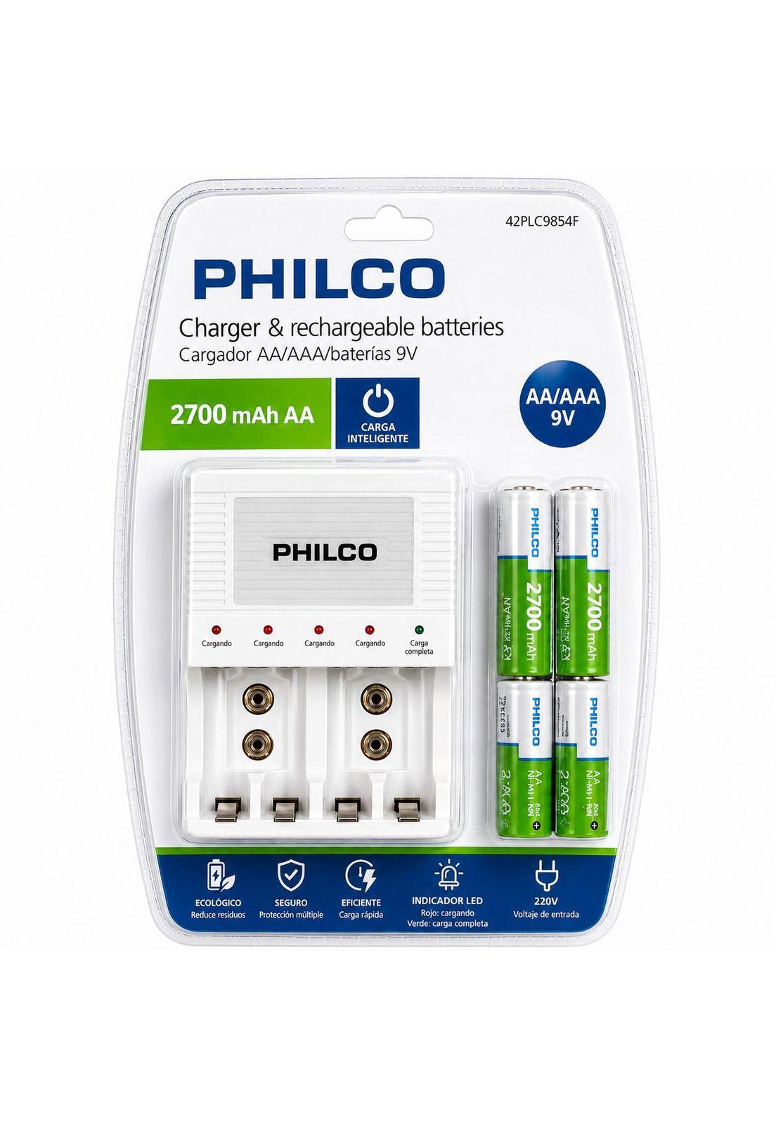 Cargador De Pilas + 4 Pilas AA 2700 mAh Pre Cargadas Philco-7
