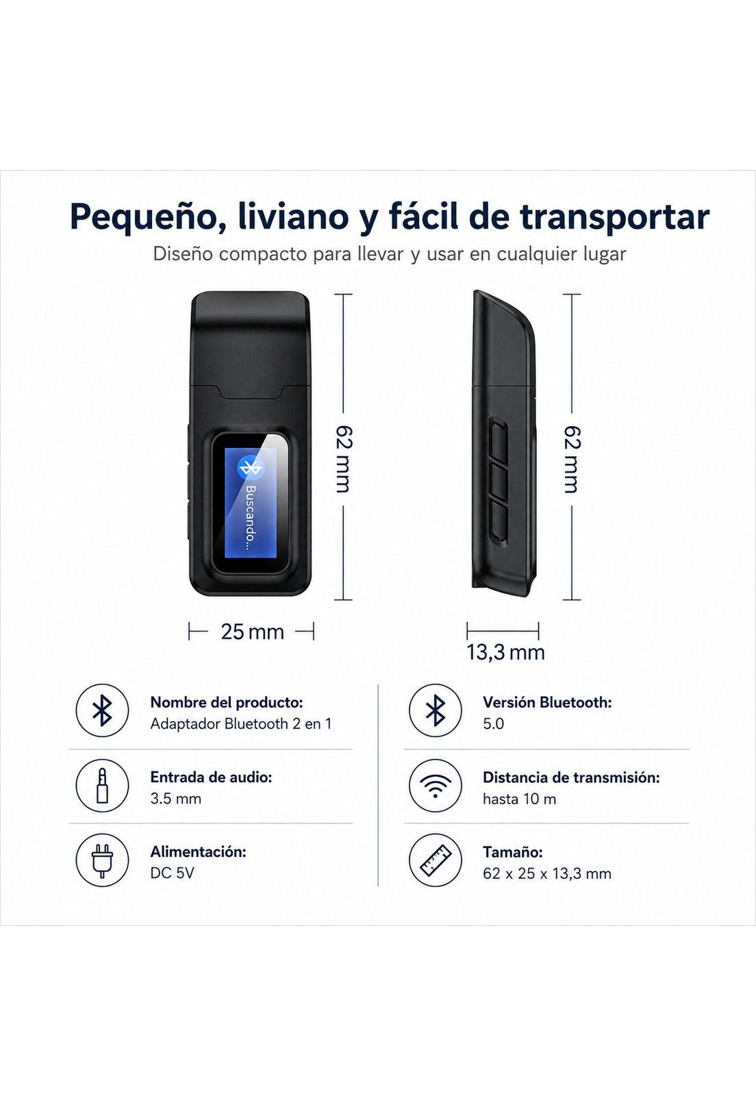 Transmisor y Receptor Bluetooth de Audio y Datos RX - TX  BT 5.0 Pantalla LCD-2