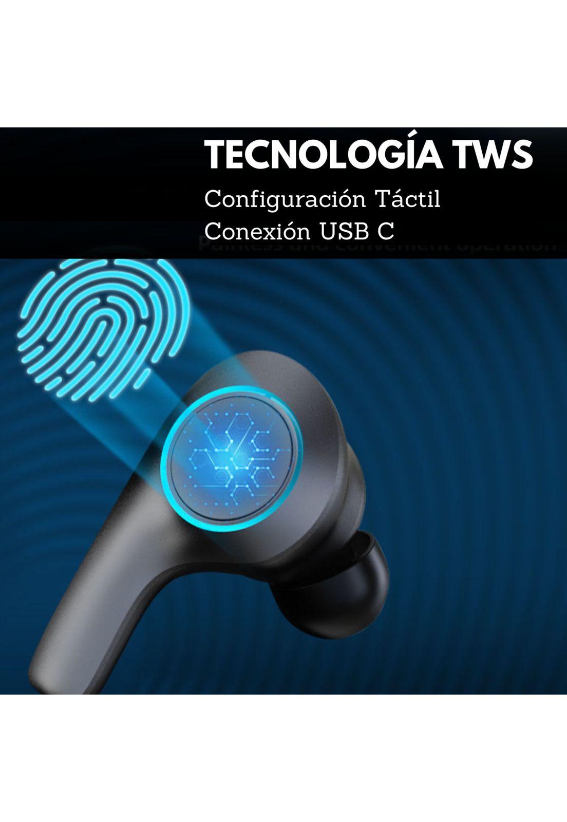 Audifonos Earbuds Inalambricos TWS Touch USB C Black Edition-5