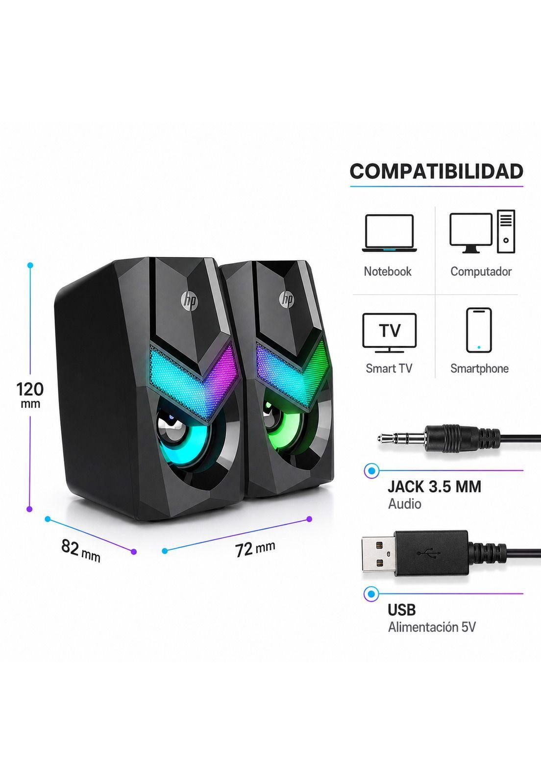 Parlante USB HP Multimedia con Iluminación RGB DHE-6000-4