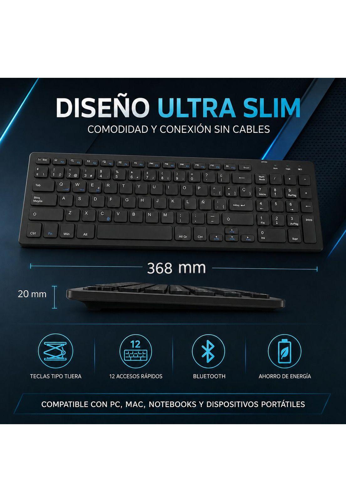 Teclado Inalámbrico Bluetooth Ultra Slim  Multiplataformas-6
