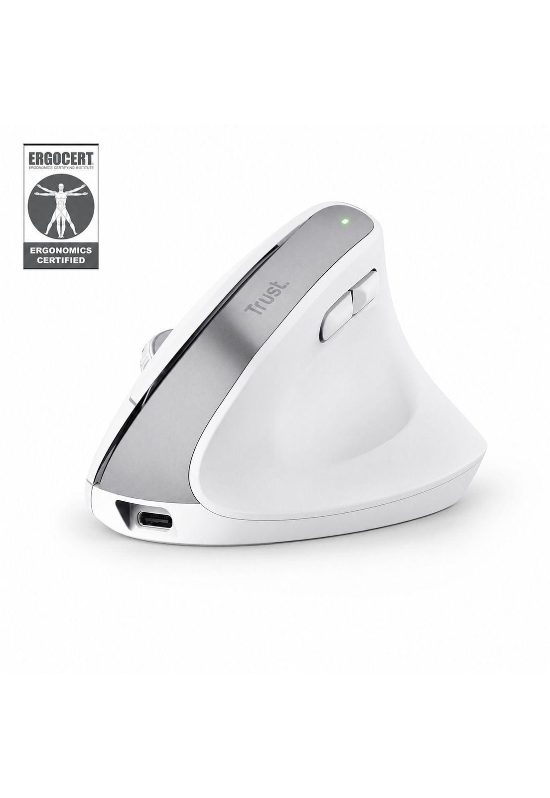 Mouse Vertical Inalámbrico Dual Ergonómico Trust Bayo+ White-3