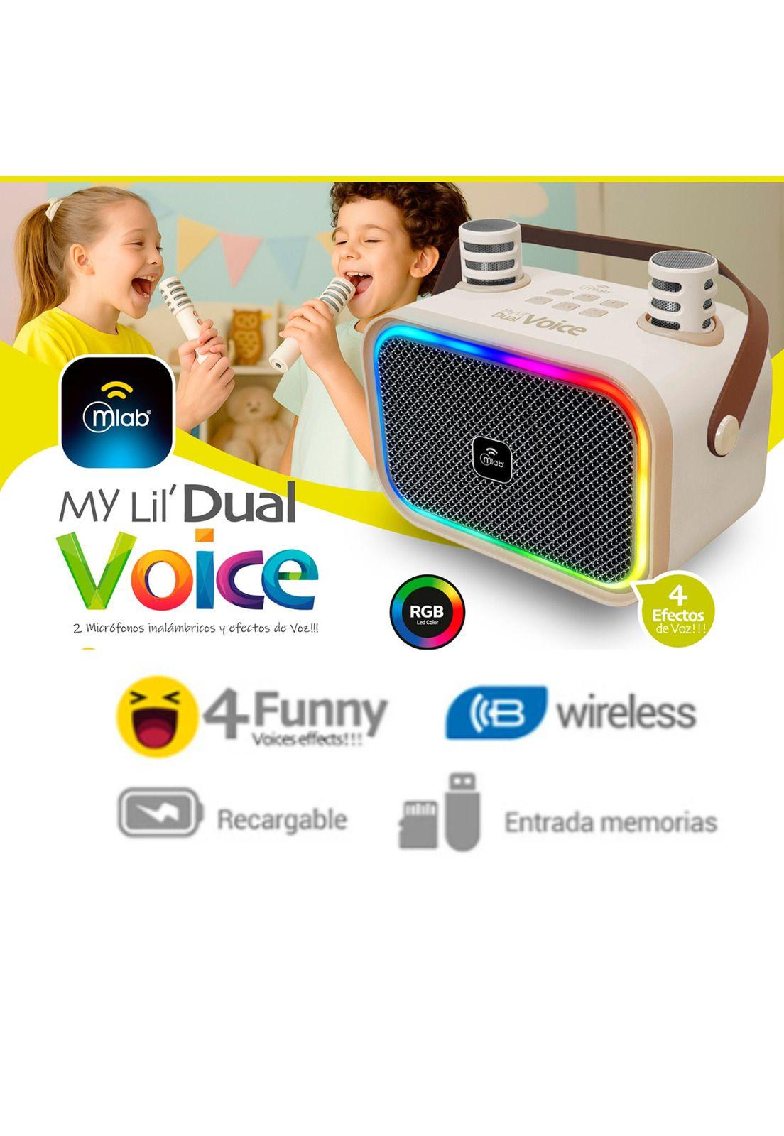 Karaoke de Niños + 2 Micrófonos Inalámbricos Blanco My Lil Dual Voice RGB-5