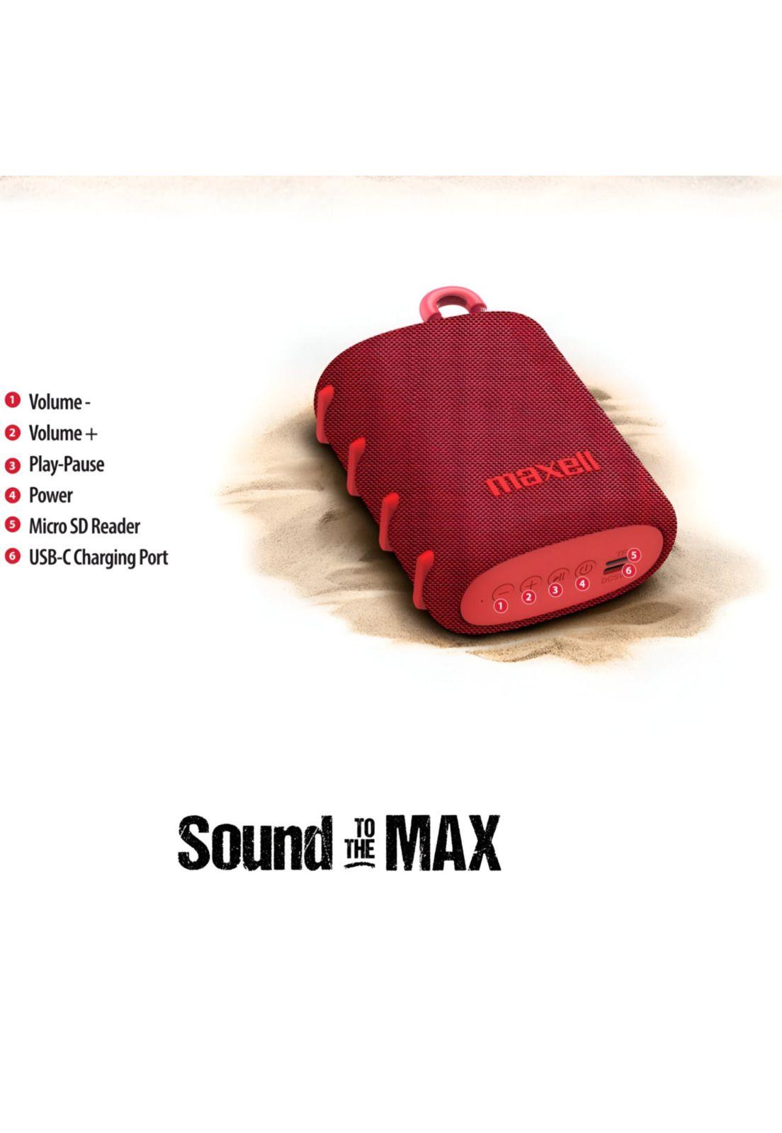 Parlante Portatil Maxell Water Resistant IPX5 Nomad Rojo 5W-3