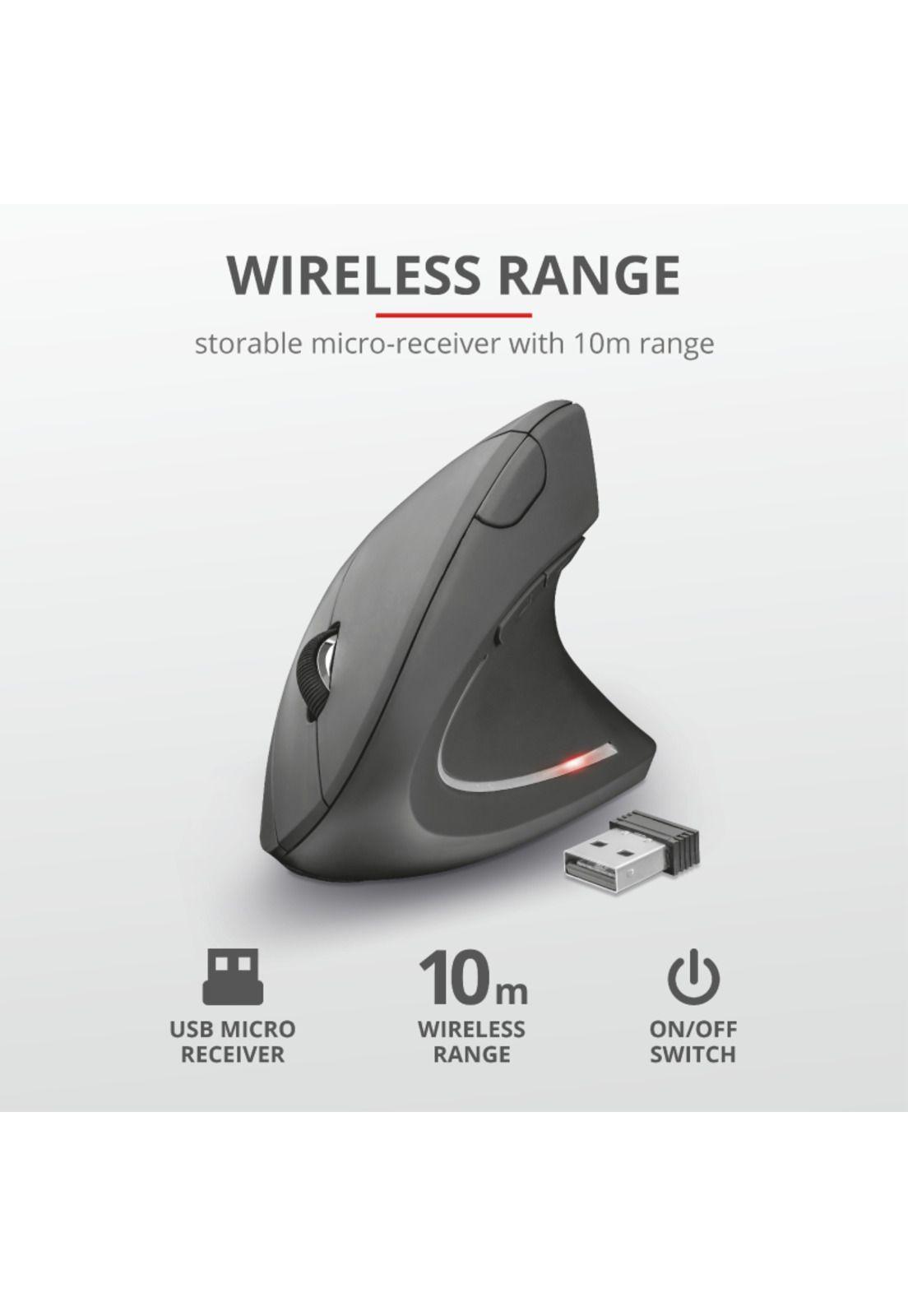 Mouse Vertical Inalámbrico Trust Verto Pro Ergonómico 2.4Ghz-9