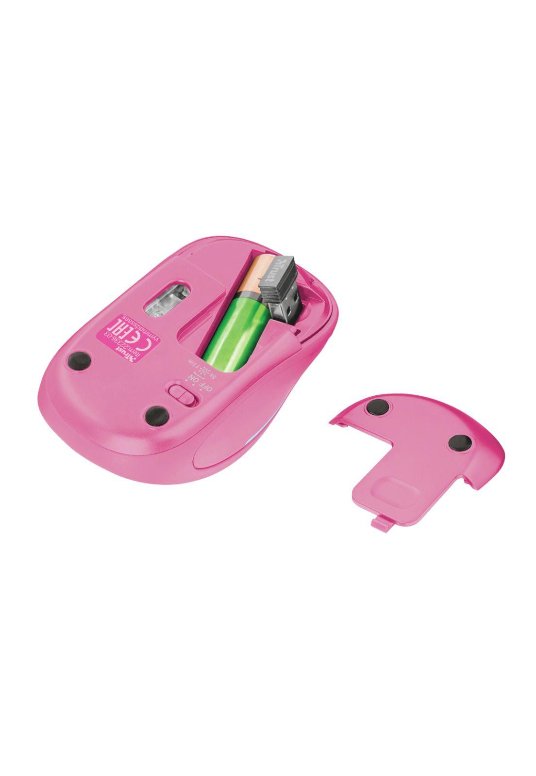 Mouse Inalambrico Rosado Retro Iluminado Rgb Trust Yvi 22336-5