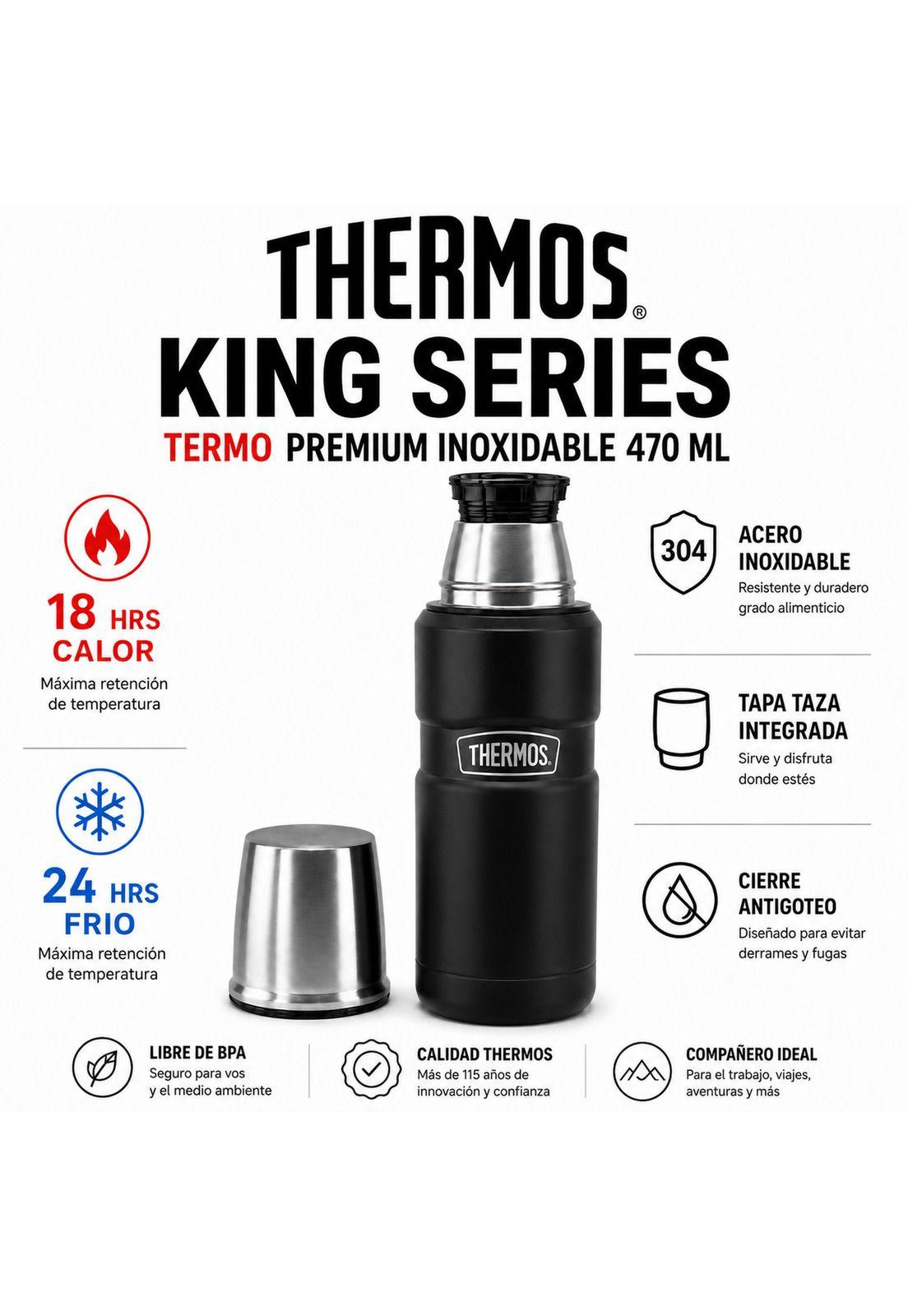Termo Premium Thermos King Inox SK2000 470ML 18H/24H Black-5