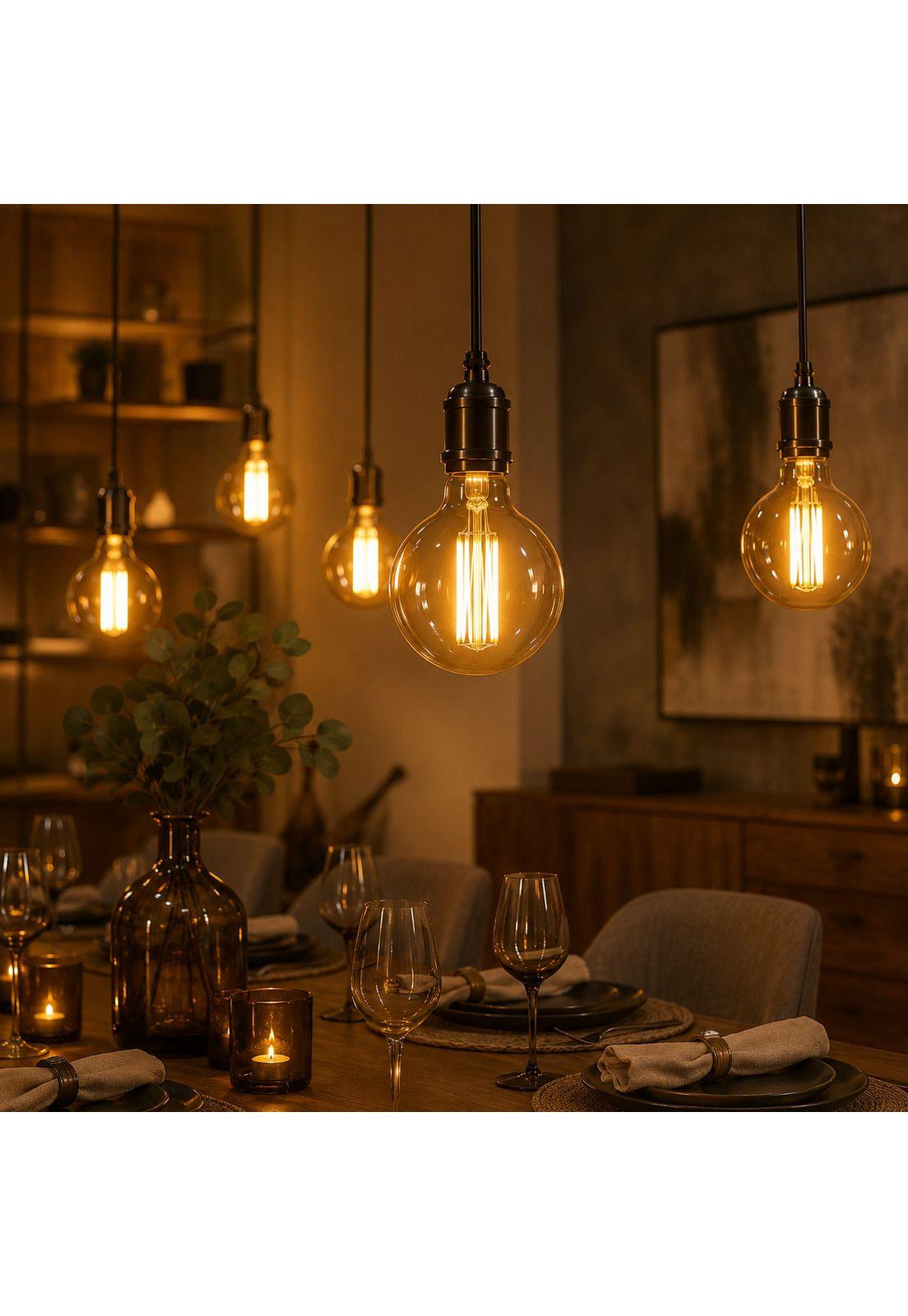 Ampolleta LED Filament Deco Globo Wellmax E27 Calida 8W G95-4