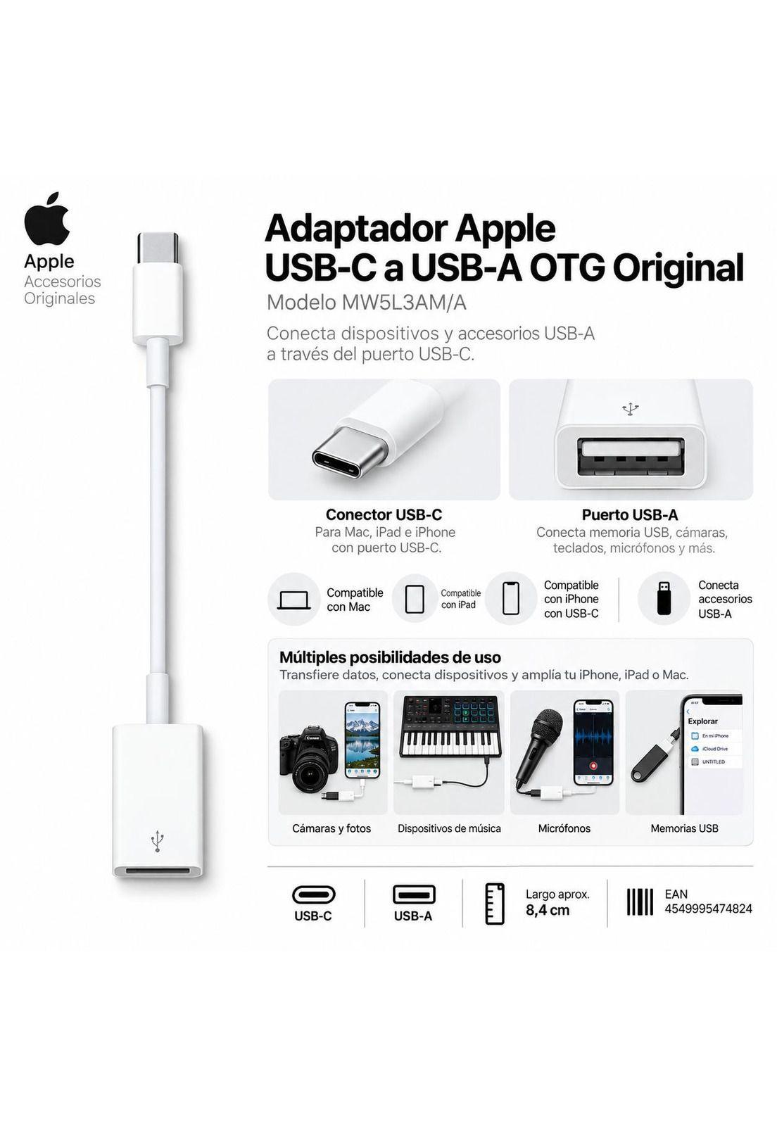 Adaptador Apple USB-C a USB-A OTG Original-3