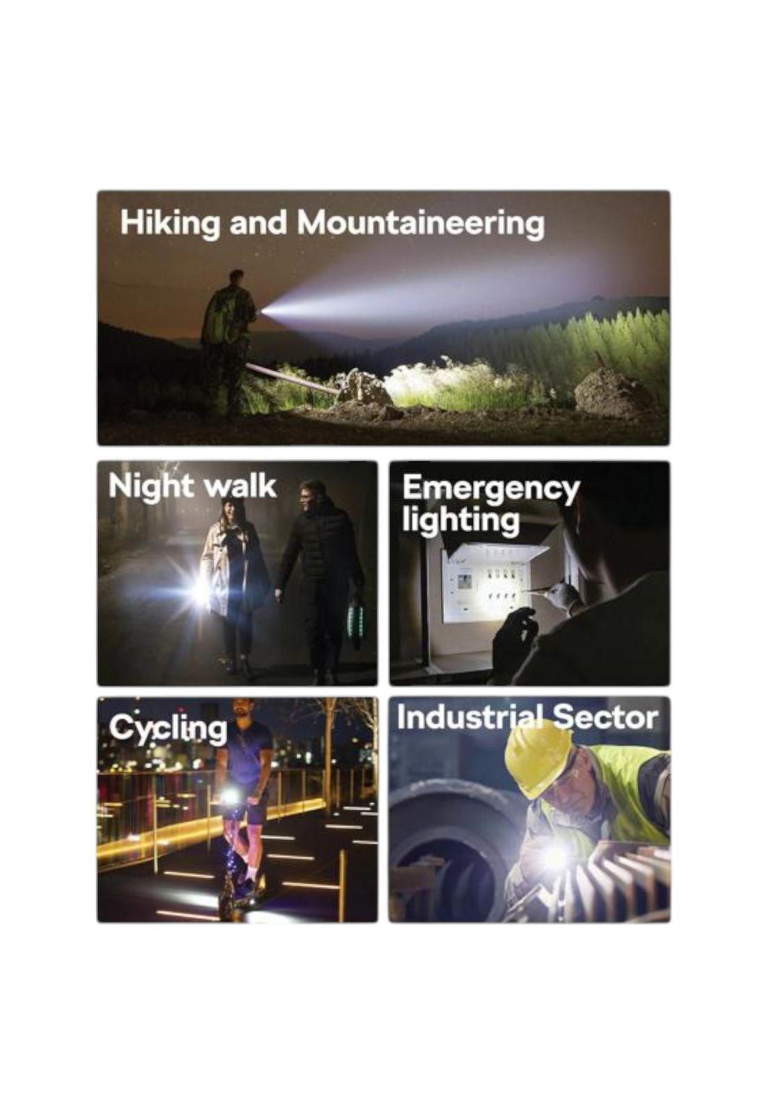 Linterna LED 60W High Power Zoom Aluminium USB-C Recargable-5