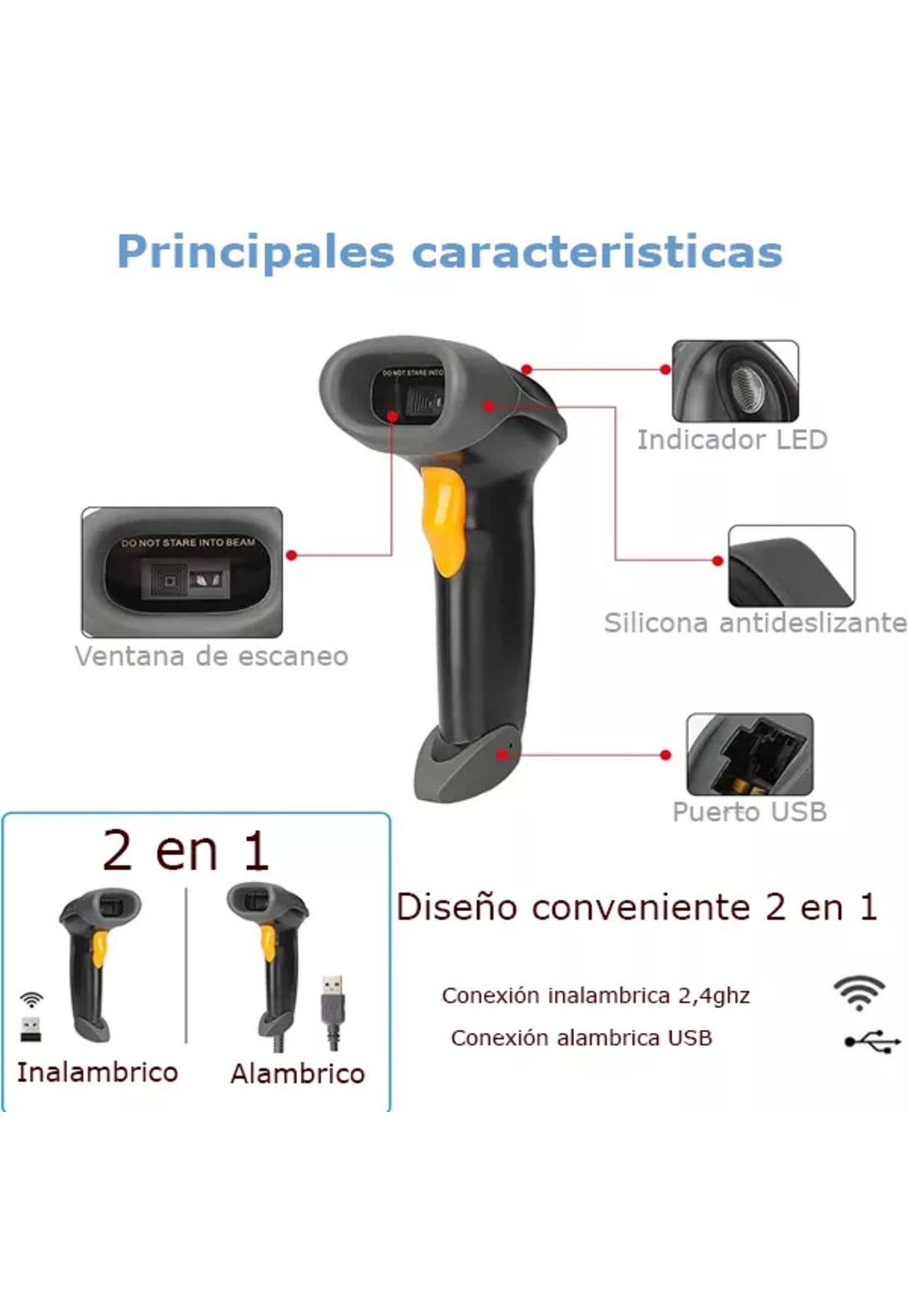 Lector de Códigos  de Barra Inalámbrico Dual 2.4G + Bluetooth CCD BSCBT8-5