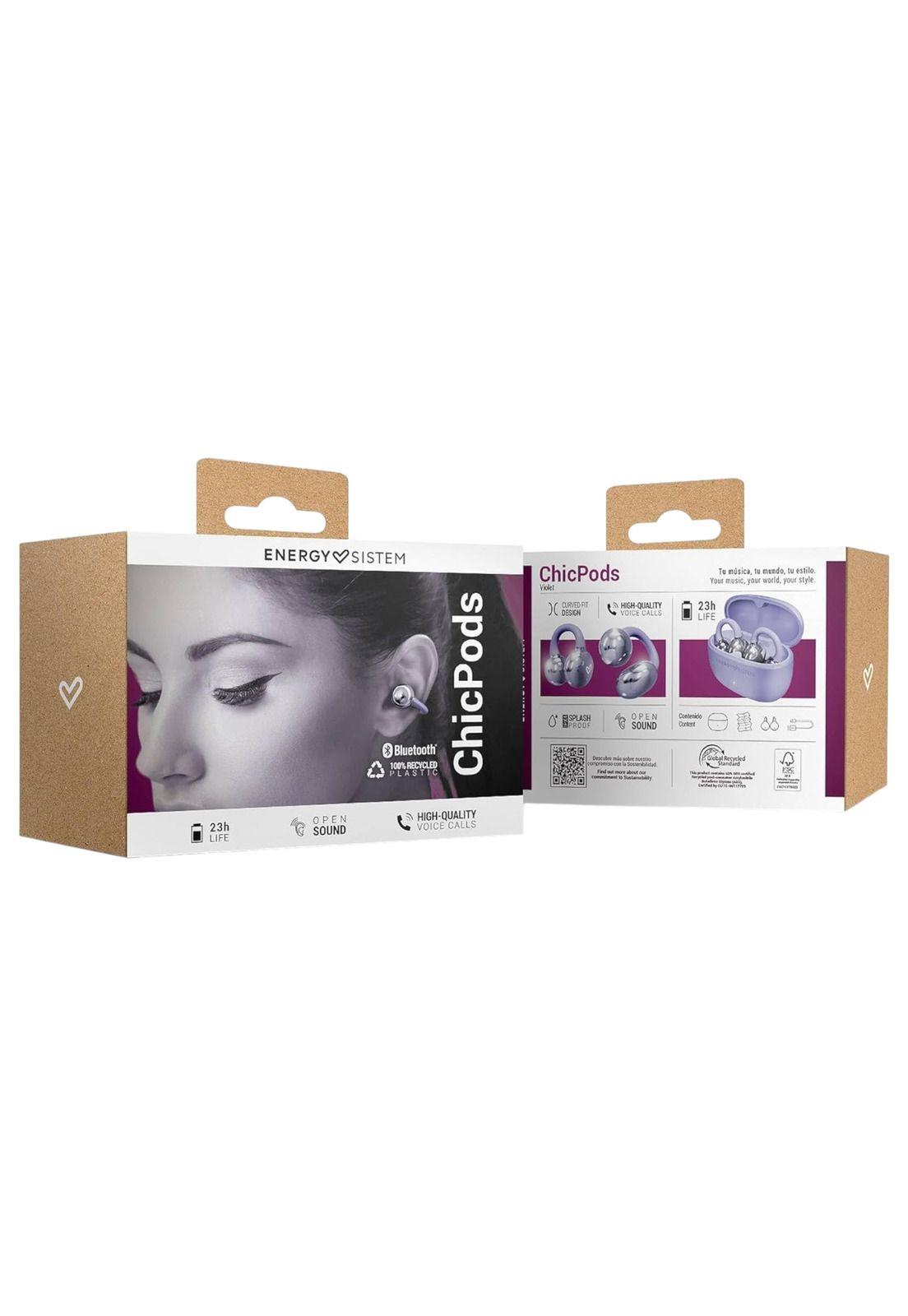 Audífonos Bluetooth Energy SIstem Chicpods Violet ANC +23Hrs-3