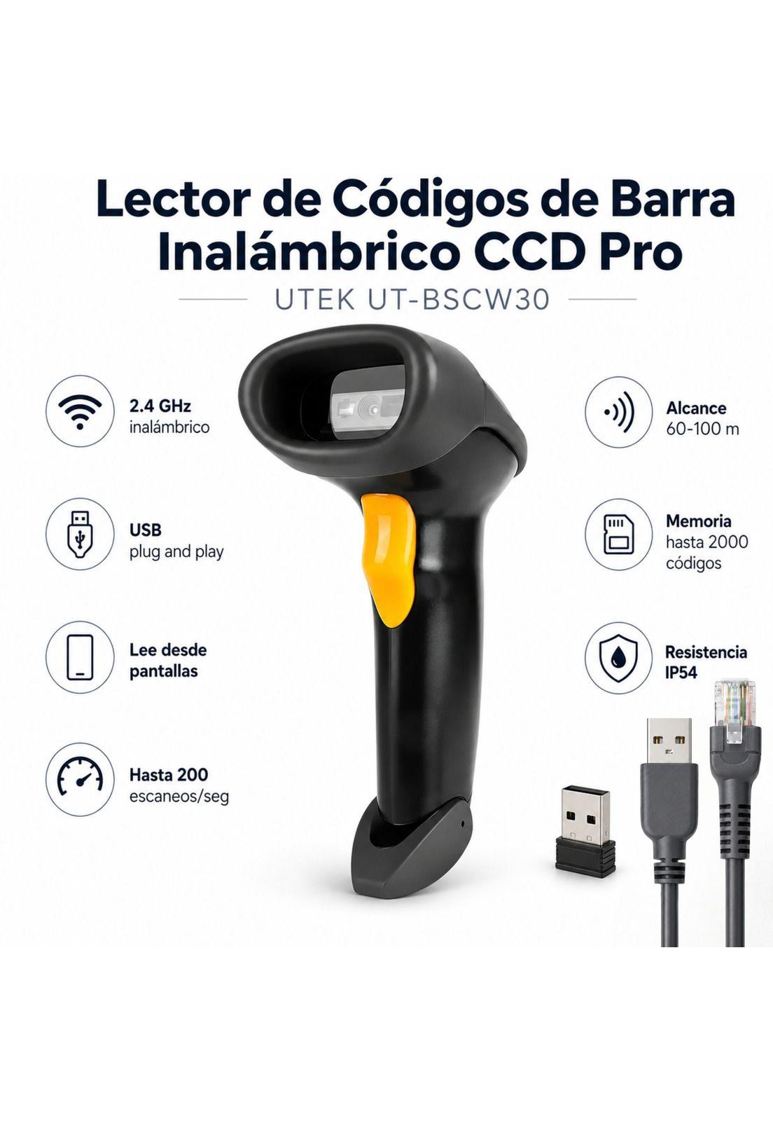Lector de Códigos de Barra Inalámbrico CCD 2.4G Recargable-3