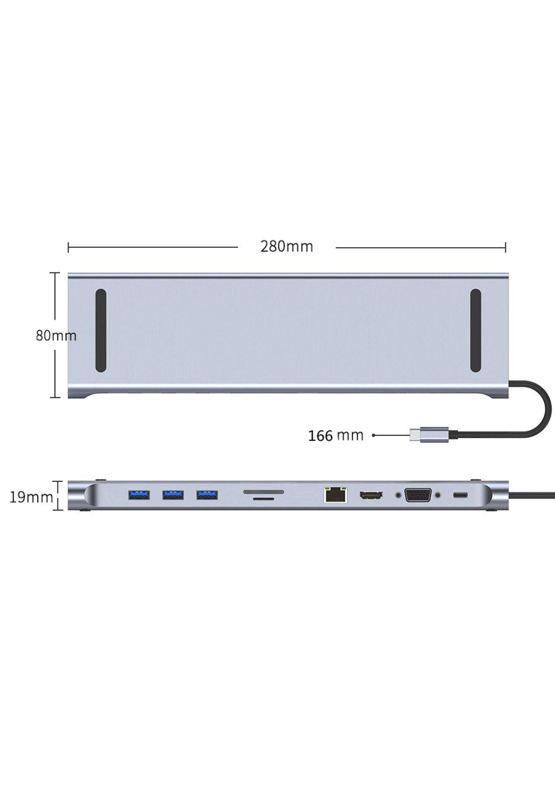 Hub Multipuerto Type-C (10en1) Profesional PD60W 4K Gigabyte-6