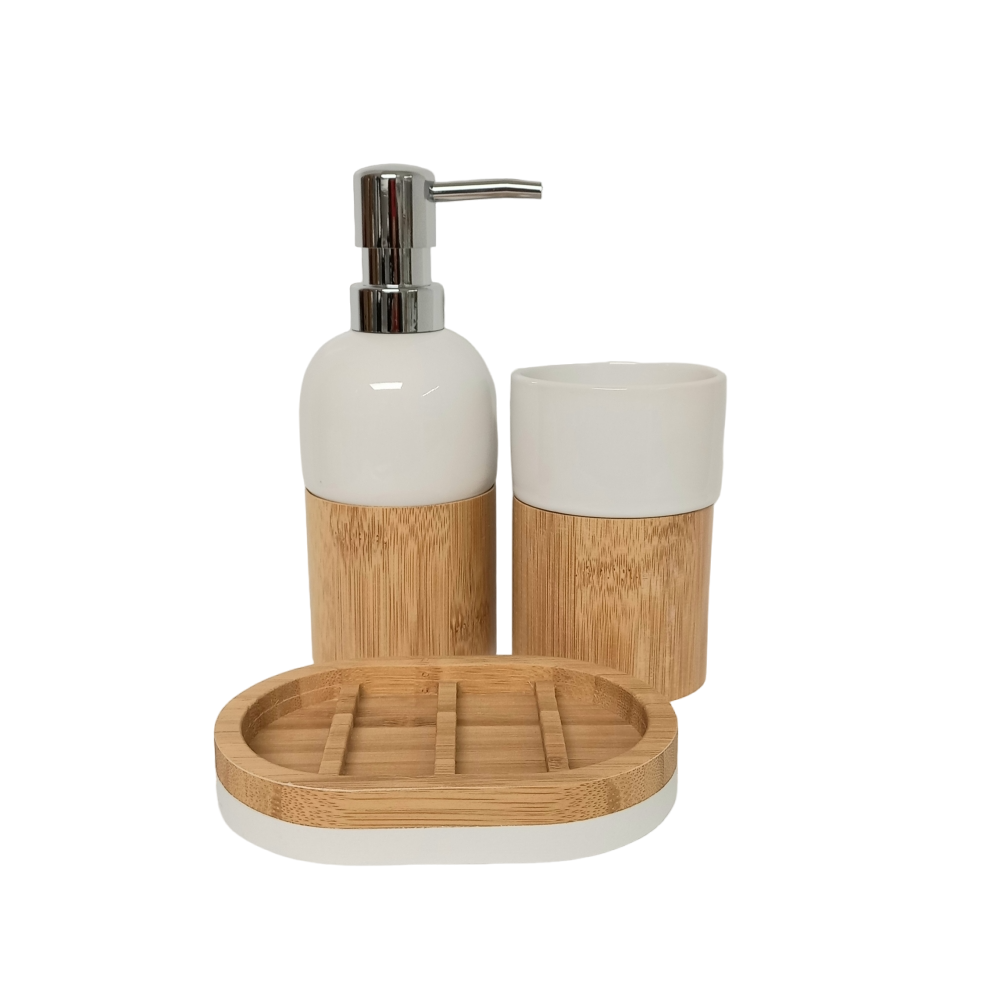 Juego Baño Cerámica White Brown-0