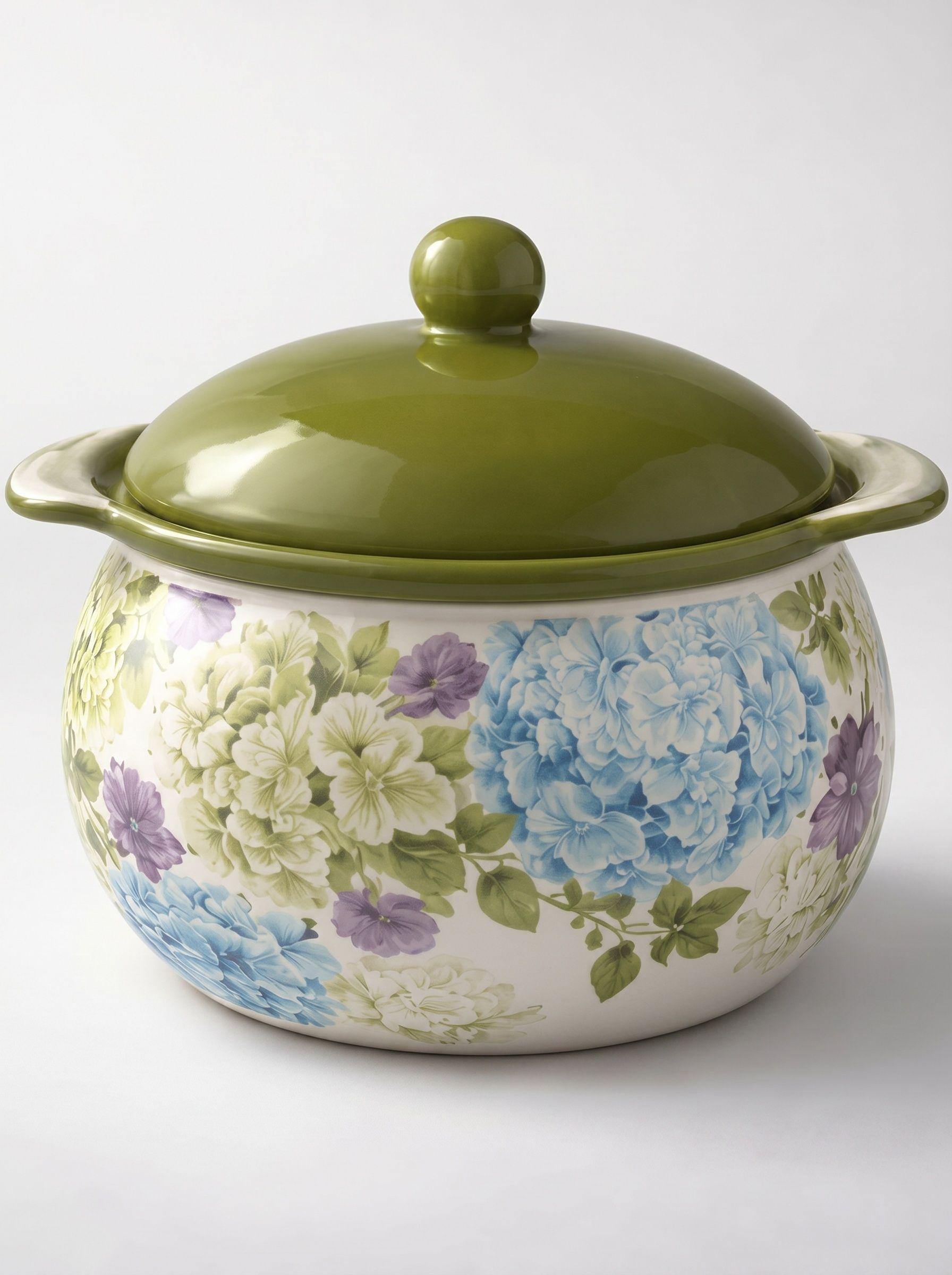 Sopera de Cerámica Floral con Tapa-1