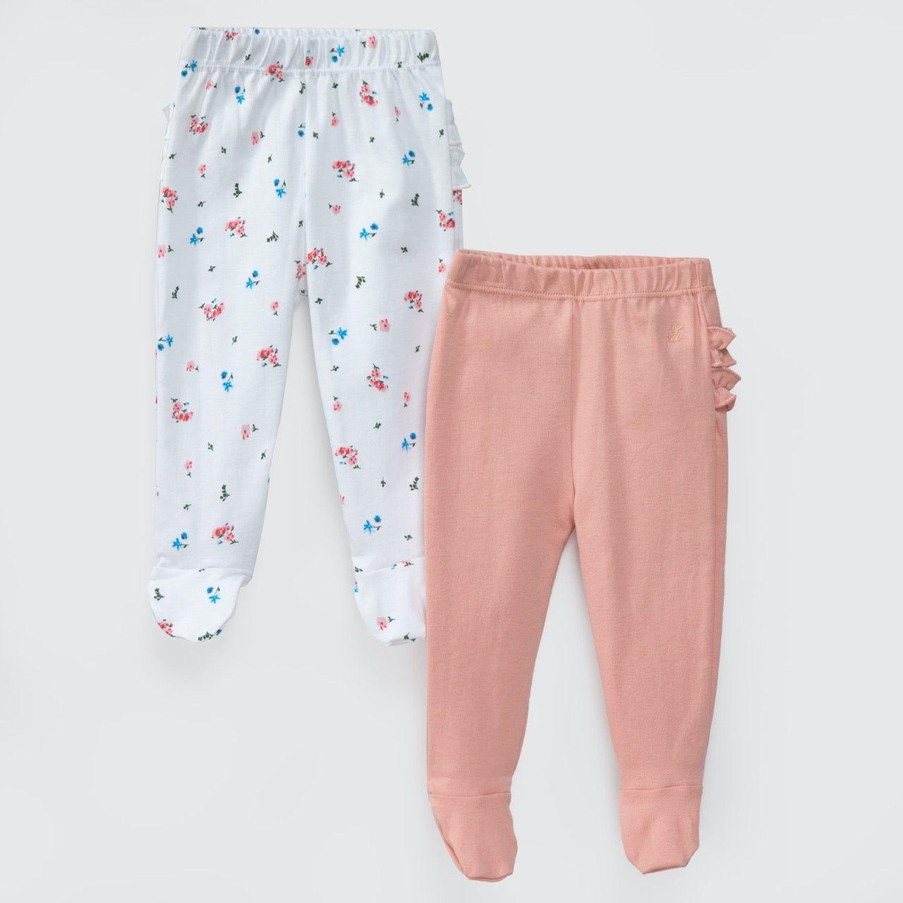 PACK PANTALONES BLANCO ROSA FLORES ALGODÓN PERUANO-0