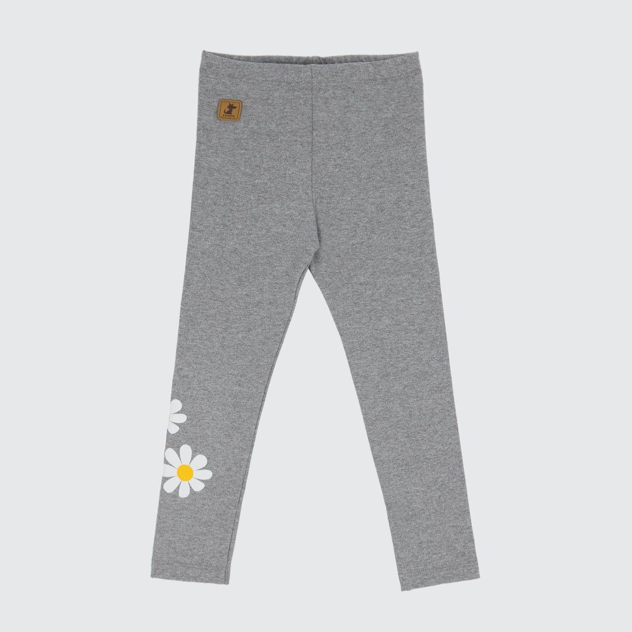 CALZA GRIS FLORES MARGARITAS ALGODÓN PERUANO-1