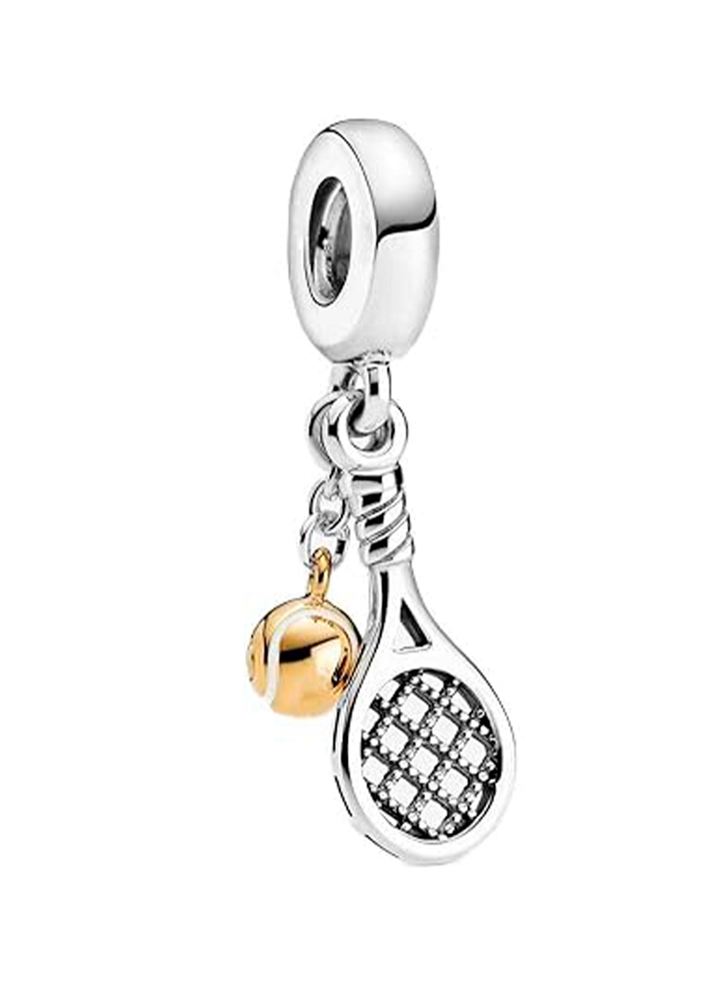Dije Charm Colgante Raqueta y pelota de Tenis Plata 925-1