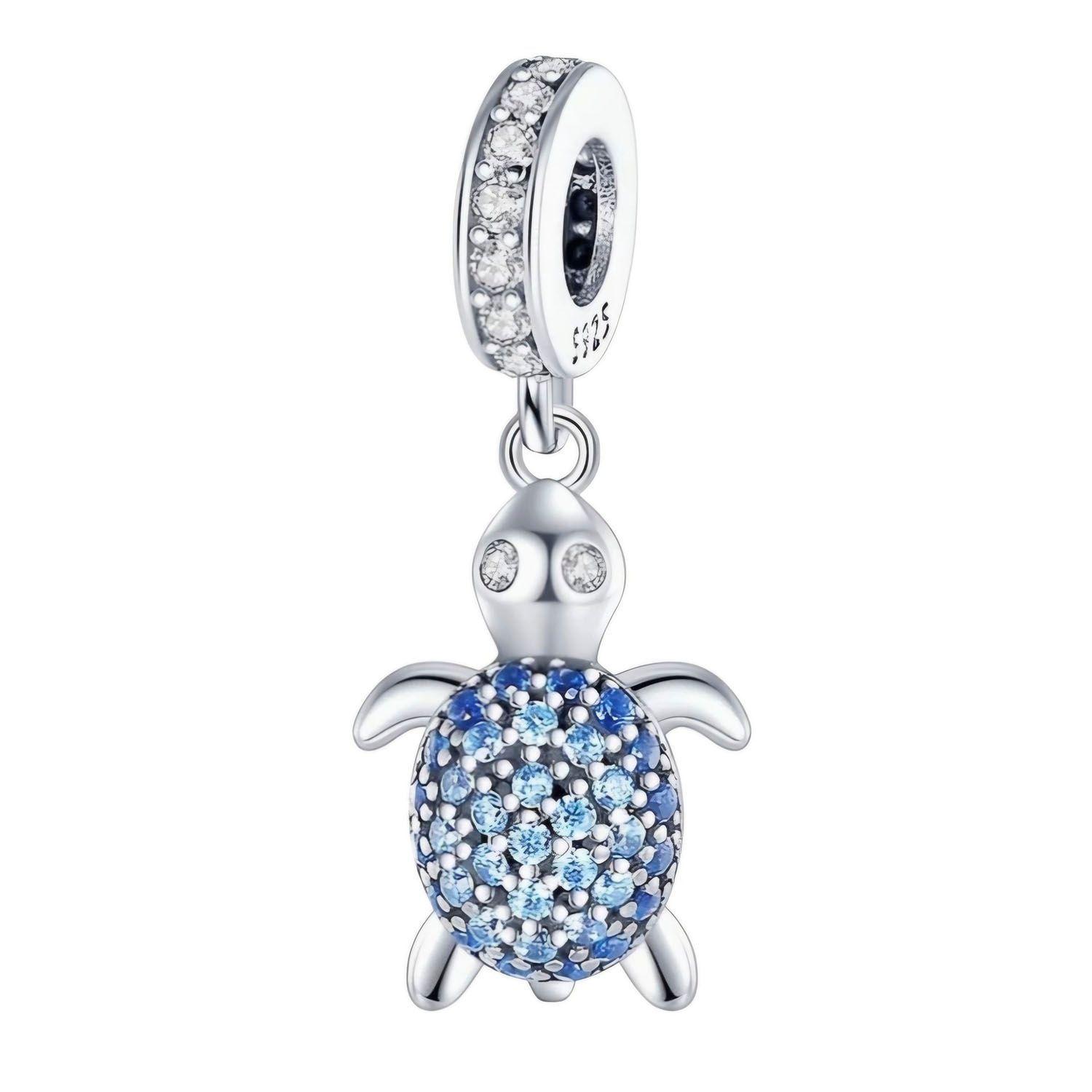 Dije Colgante Tortuga Azul Plata 925-1