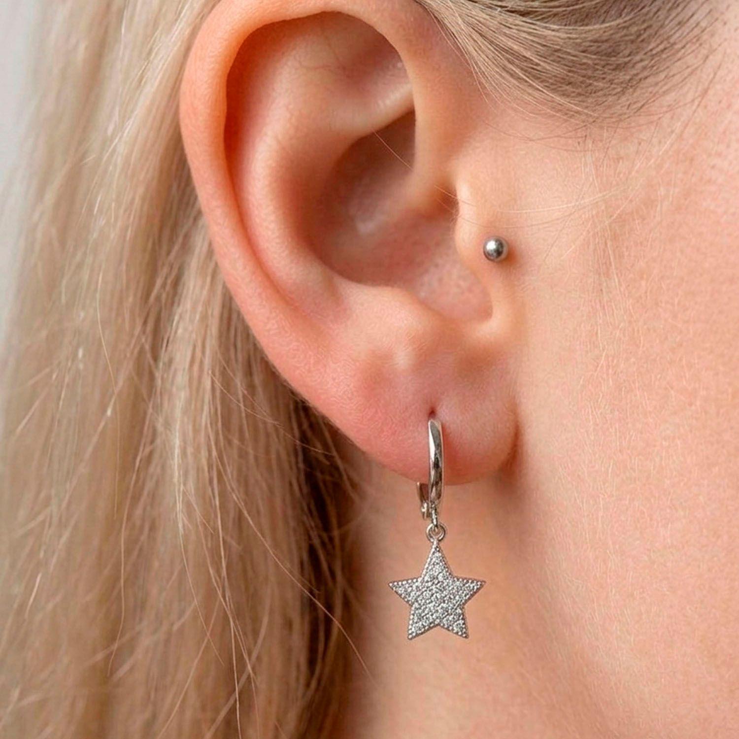 Aro Argolla Estrella con microcircones Plata 925-1