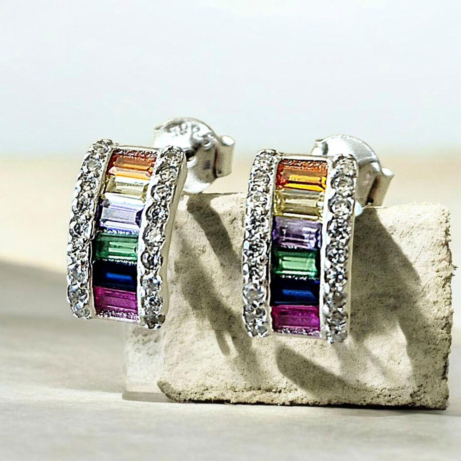 Aro circonitas de colores Plata 925-3