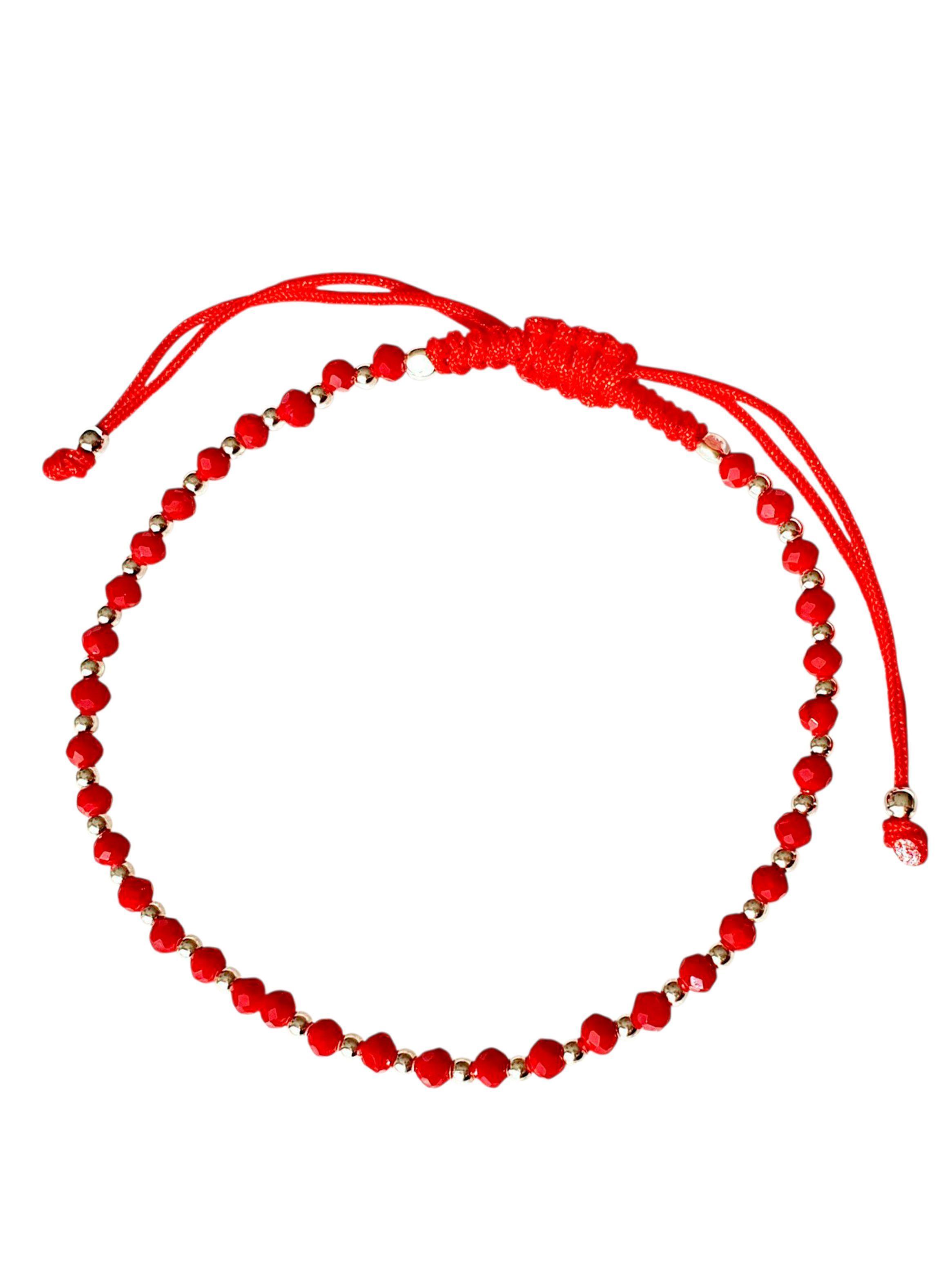 Pulsera de Plata 925 Hilo Rojo y cristales Rojos-0