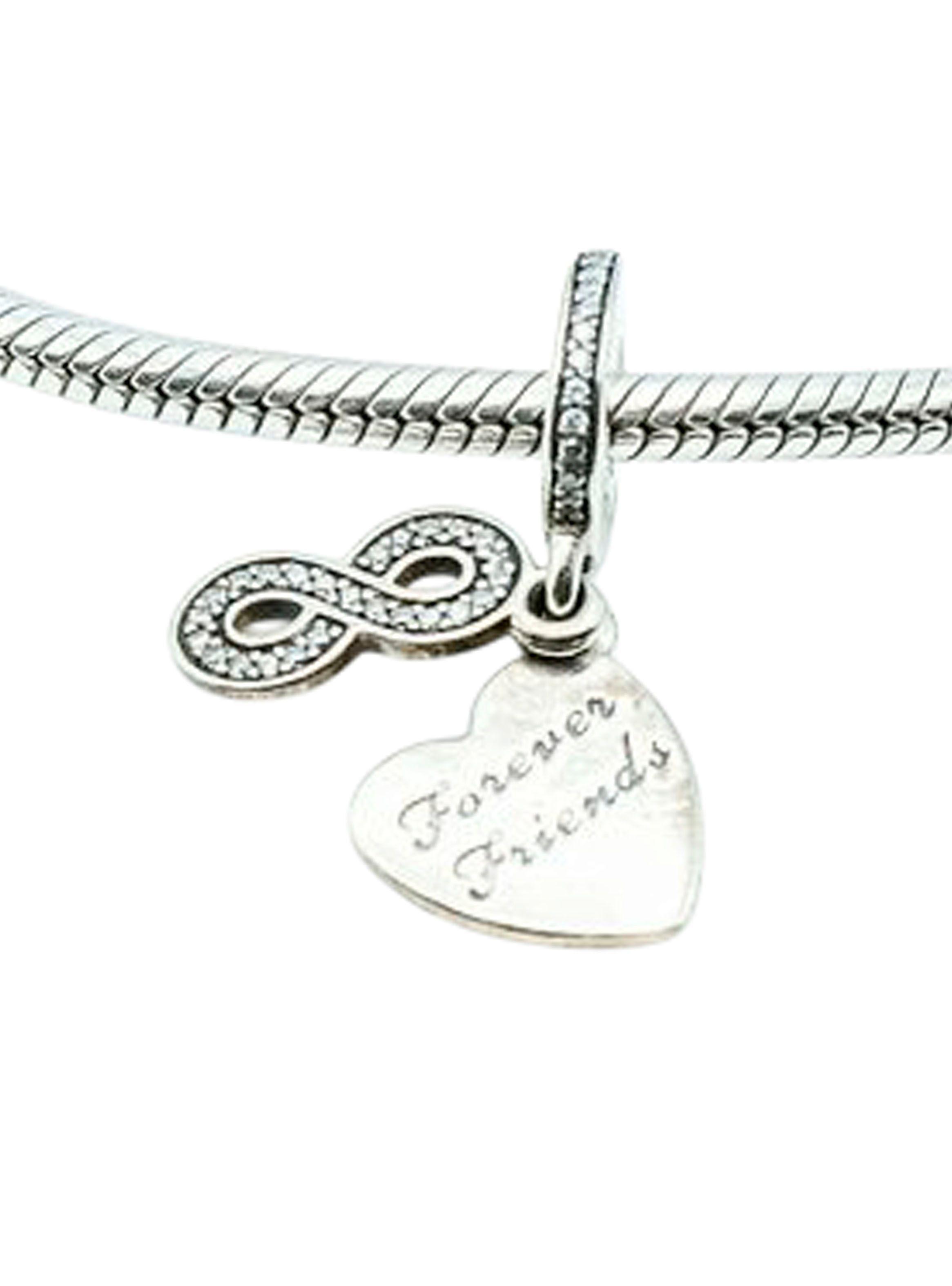 Dije Charm Colgante Coraz n con Infinito Amigos por siempre con Plata 925-0