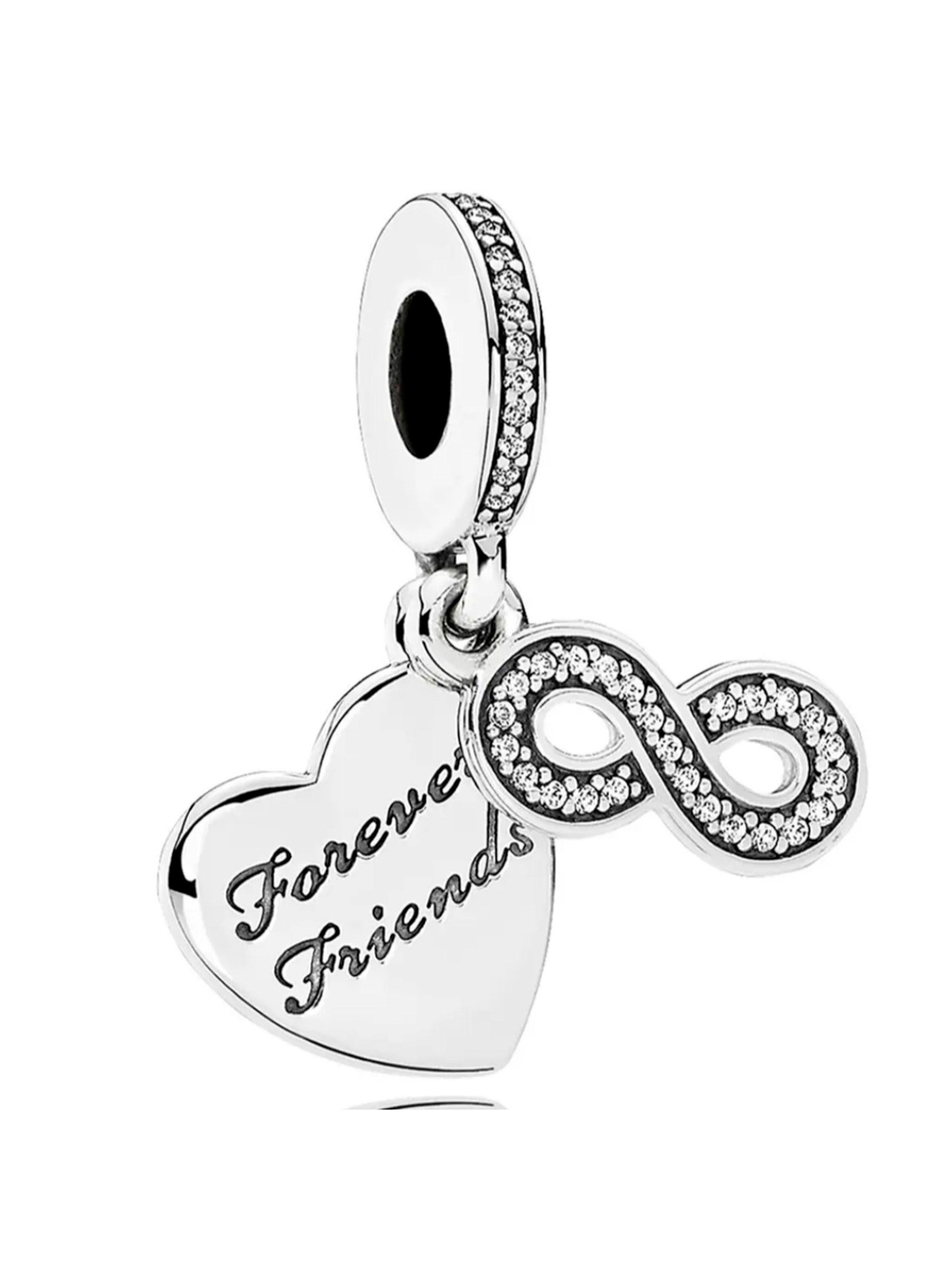Dije Charm Colgante Coraz n con Infinito Amigos por siempre con Plata 925-1