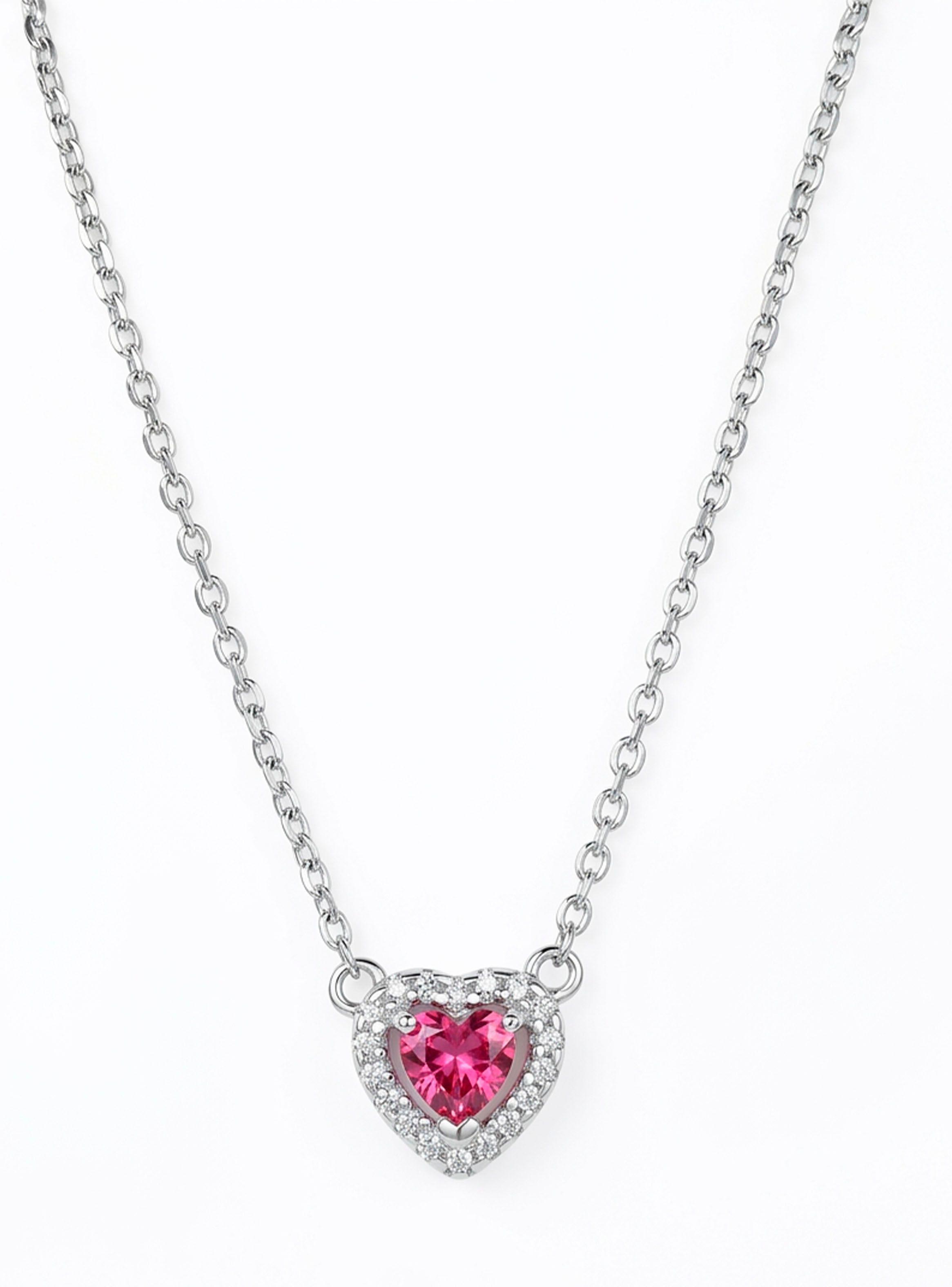 Collar Corazon Brillante Mujer Plata 925-2