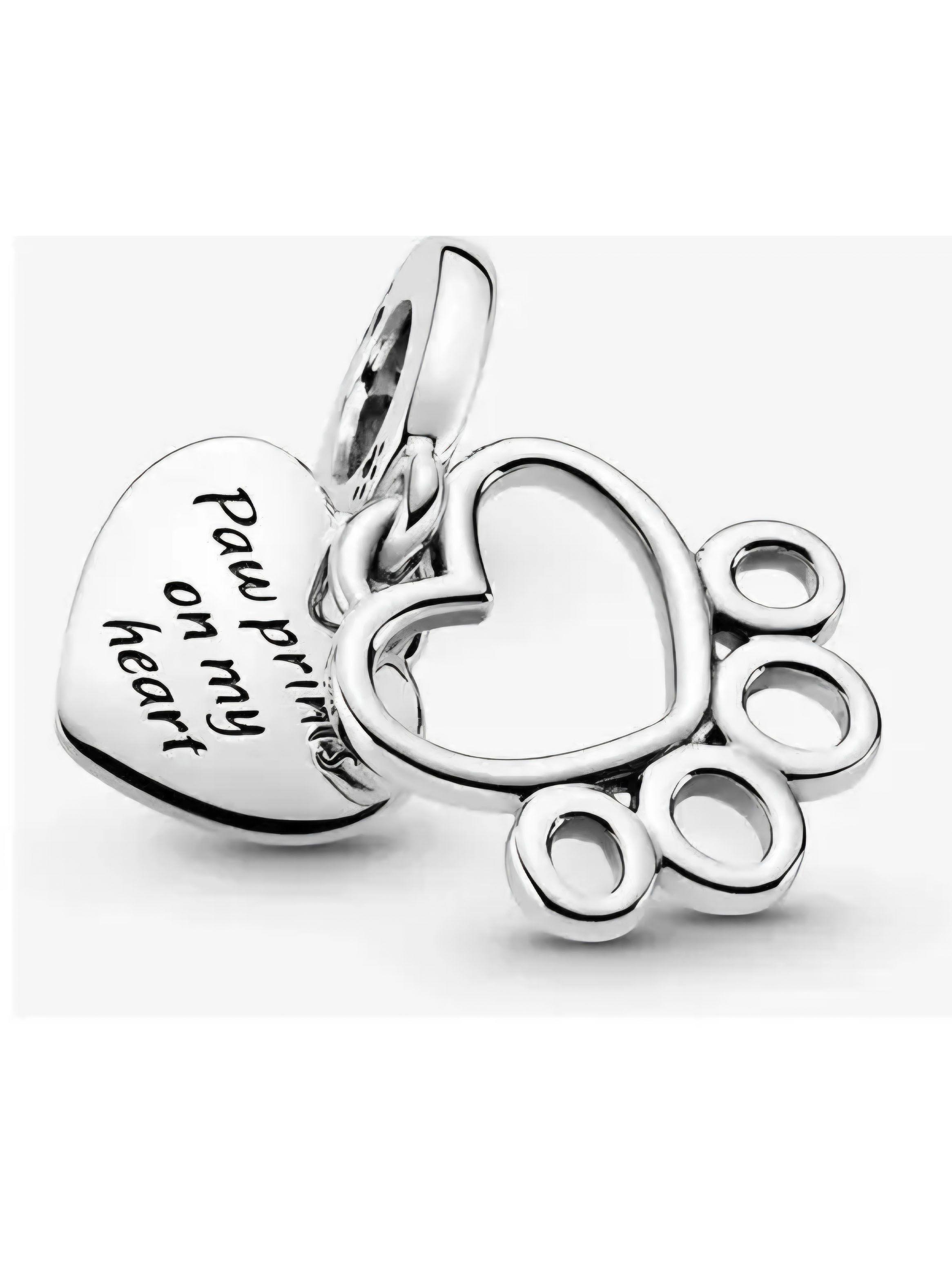Dije Charm Colgante Coraz n y Huellas de patita Plata 925-1