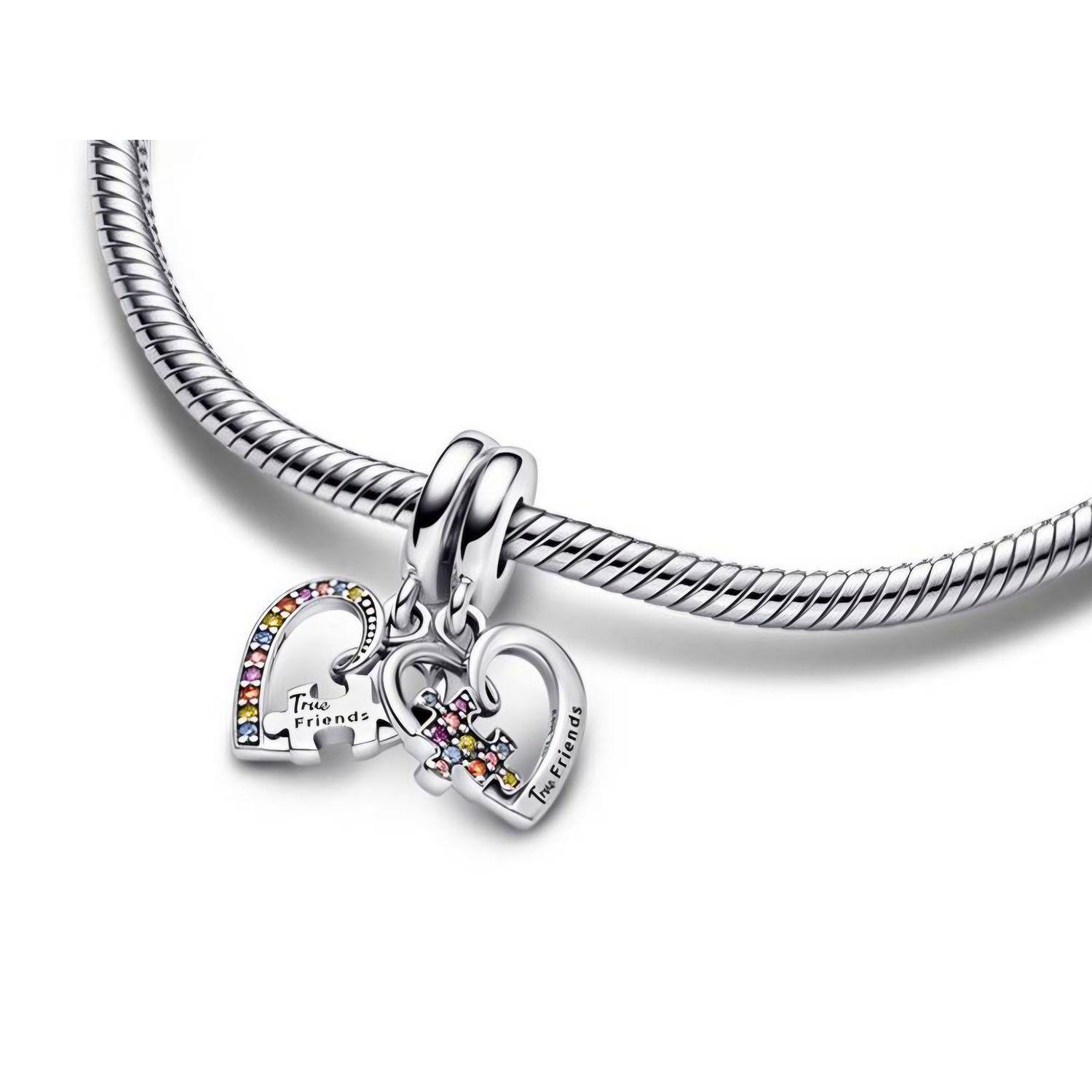 Dije Colgante Doble Rompecabezas Amistad Plata 925-1