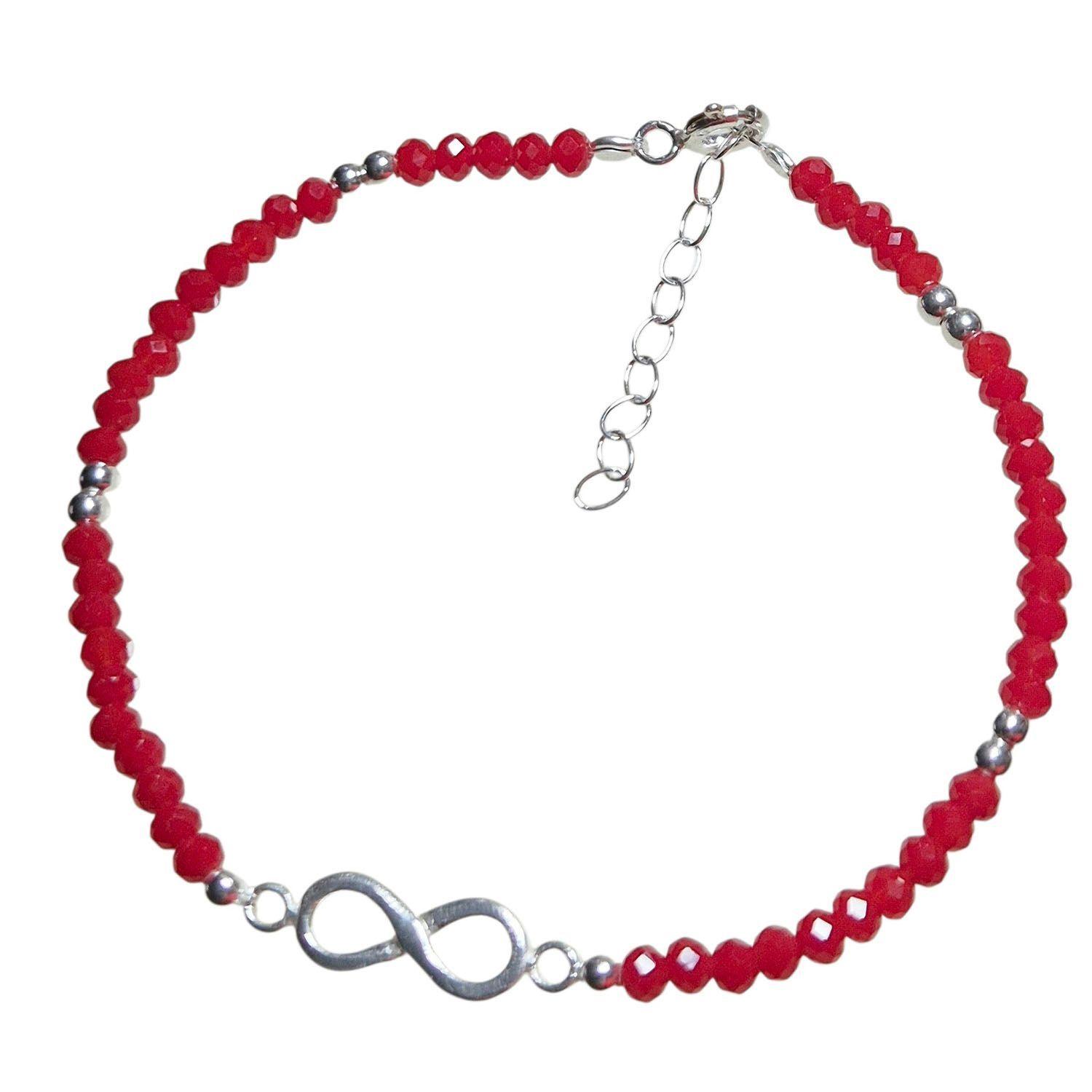 Pulsera Infinito de plata con cristales Rojos-0