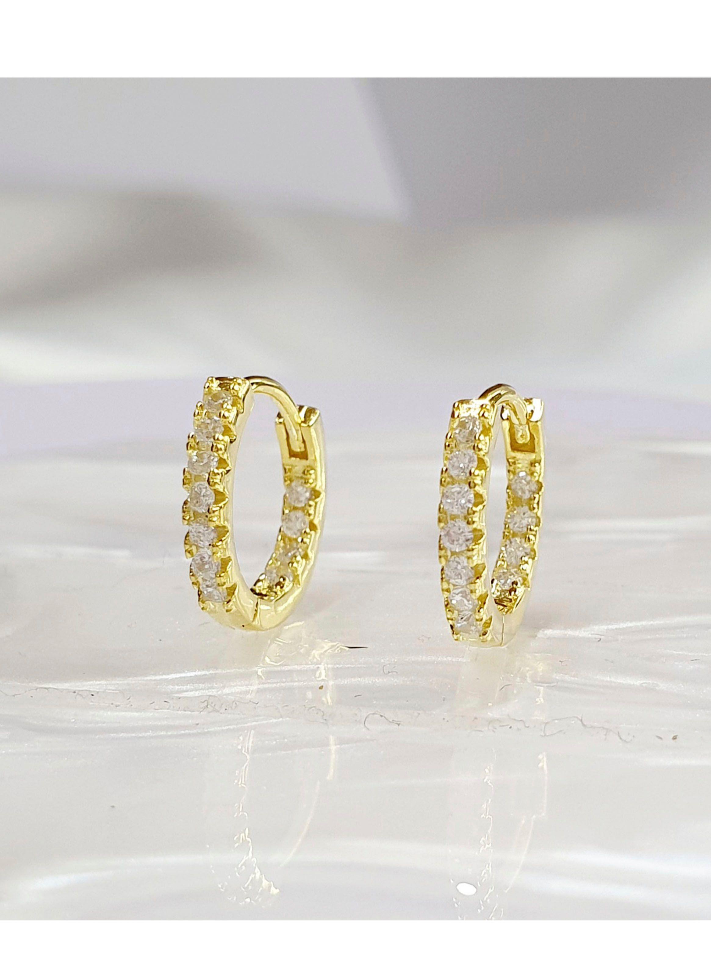 Aro Argolla de plata con Baño de Oro Amarillo con Microcircones-0
