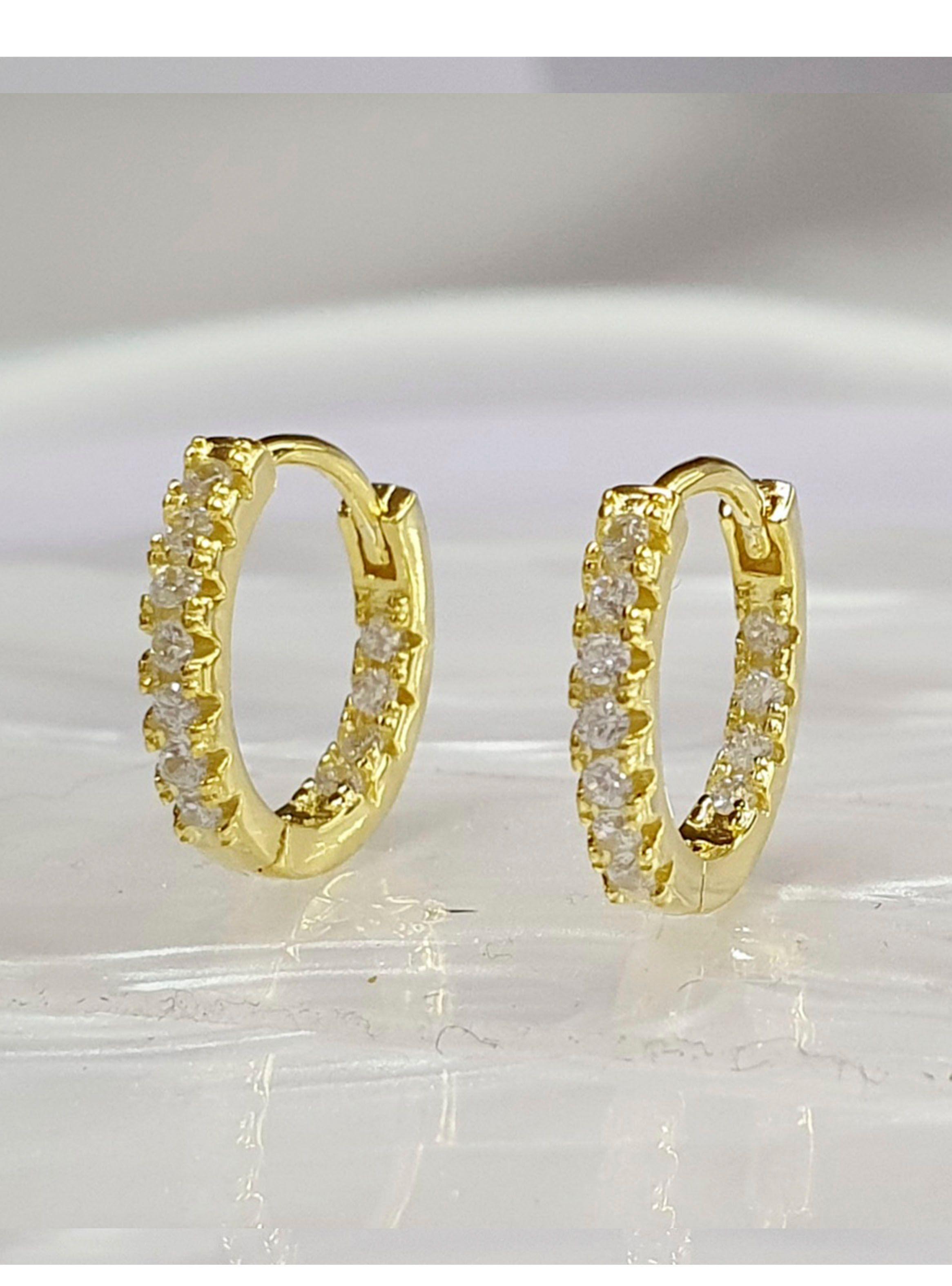 Aro Argolla de plata con Baño de Oro Amarillo con Microcircones-3