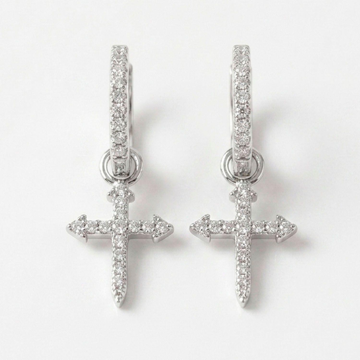 Aro Argolla Cruz desmontable con microcircones Plata 925-2