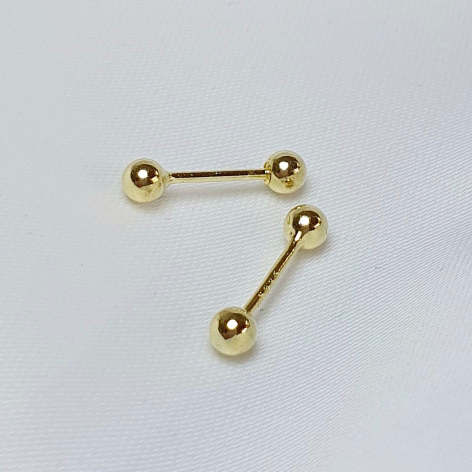 Aro de Pelotita Plata 925 con tope con baño de oro amarillo con tope-2