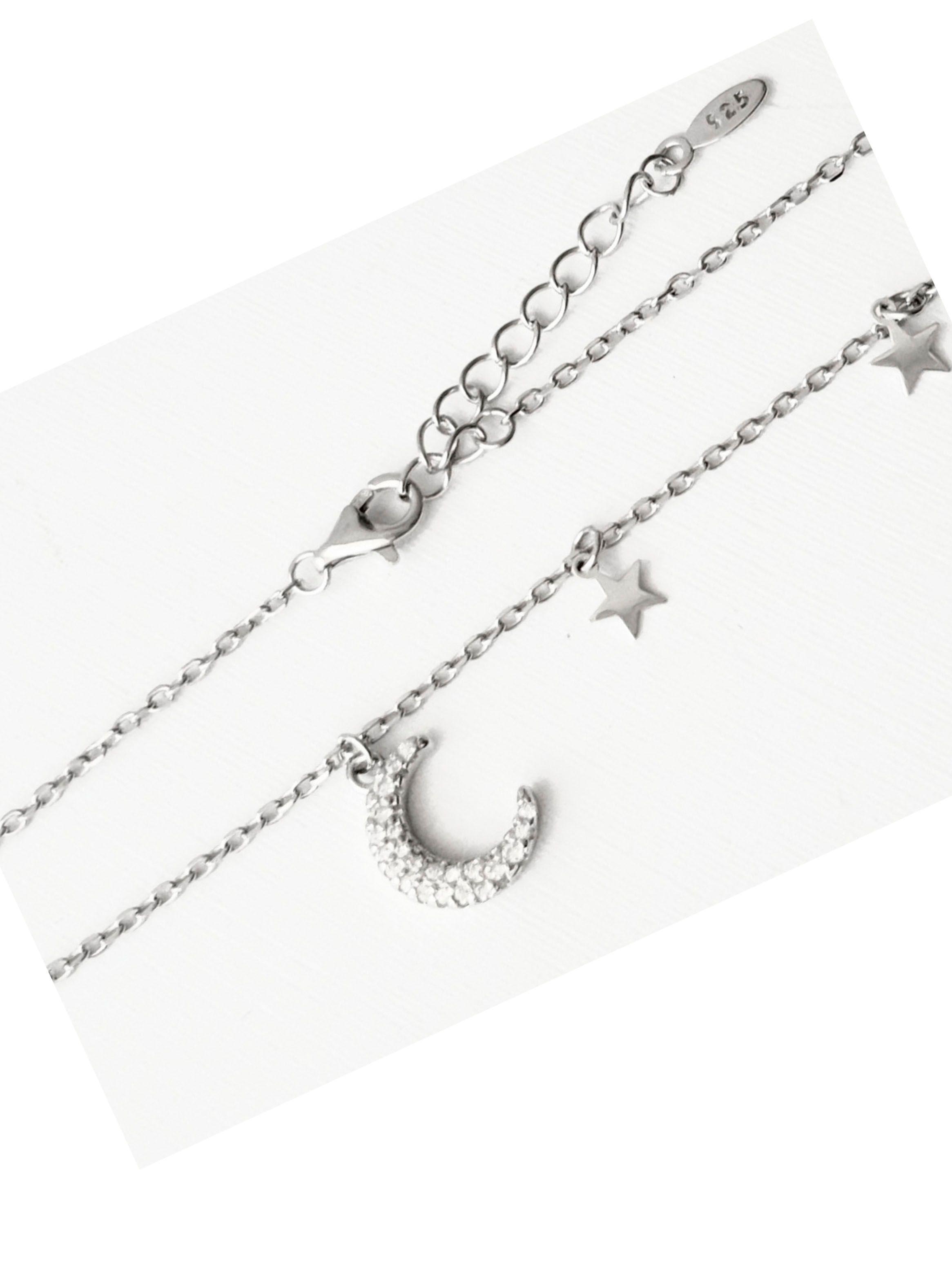 Collar Luna con 3 estrellas colgantes plata 925-2
